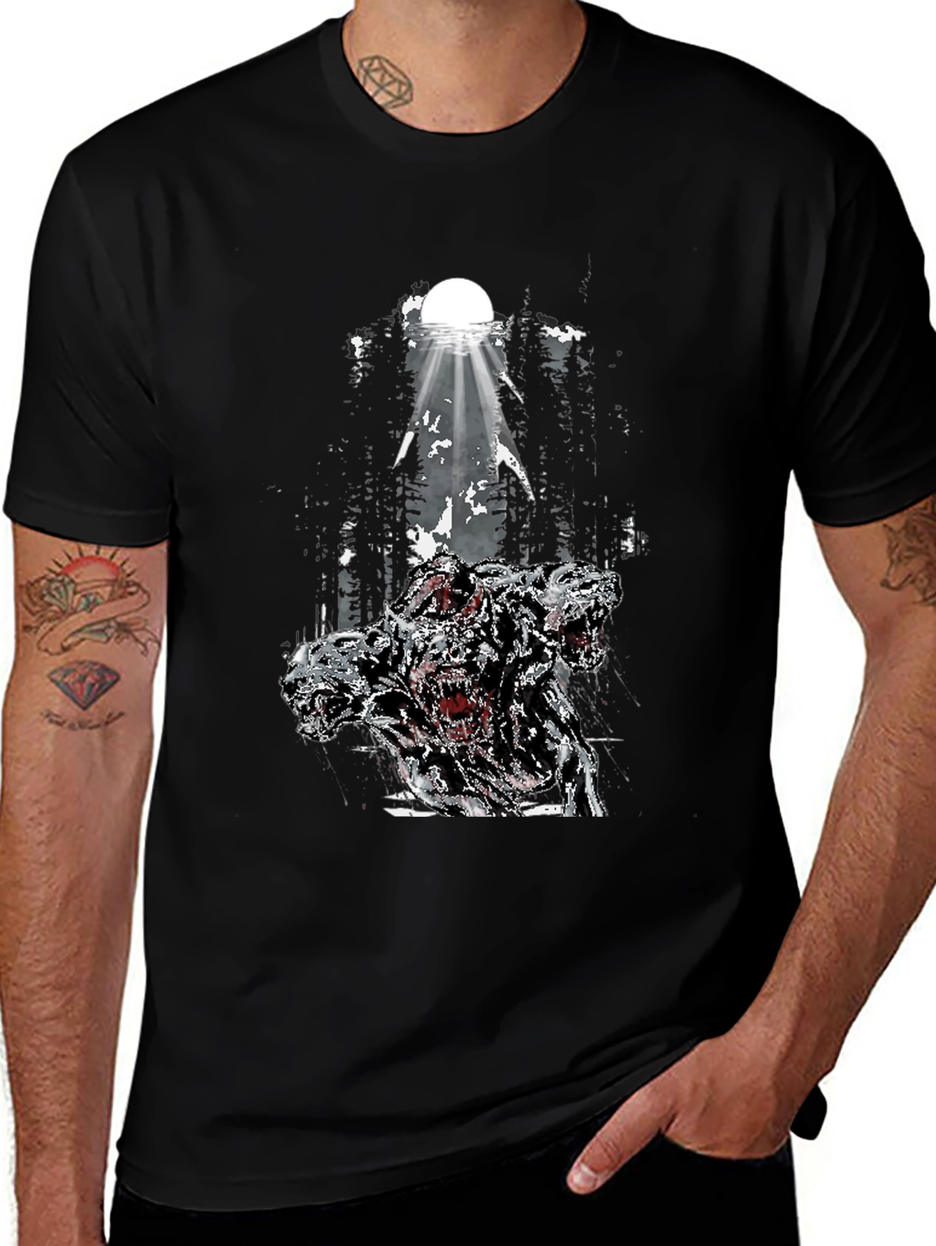Three-Headed Dog Graphic T-Shirt