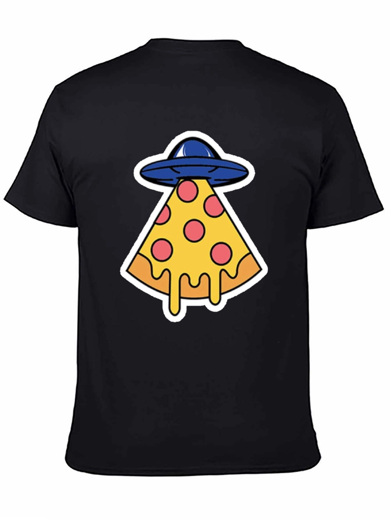 Pizza Abduction Graphic T-Shirt - Black Cotton Tee