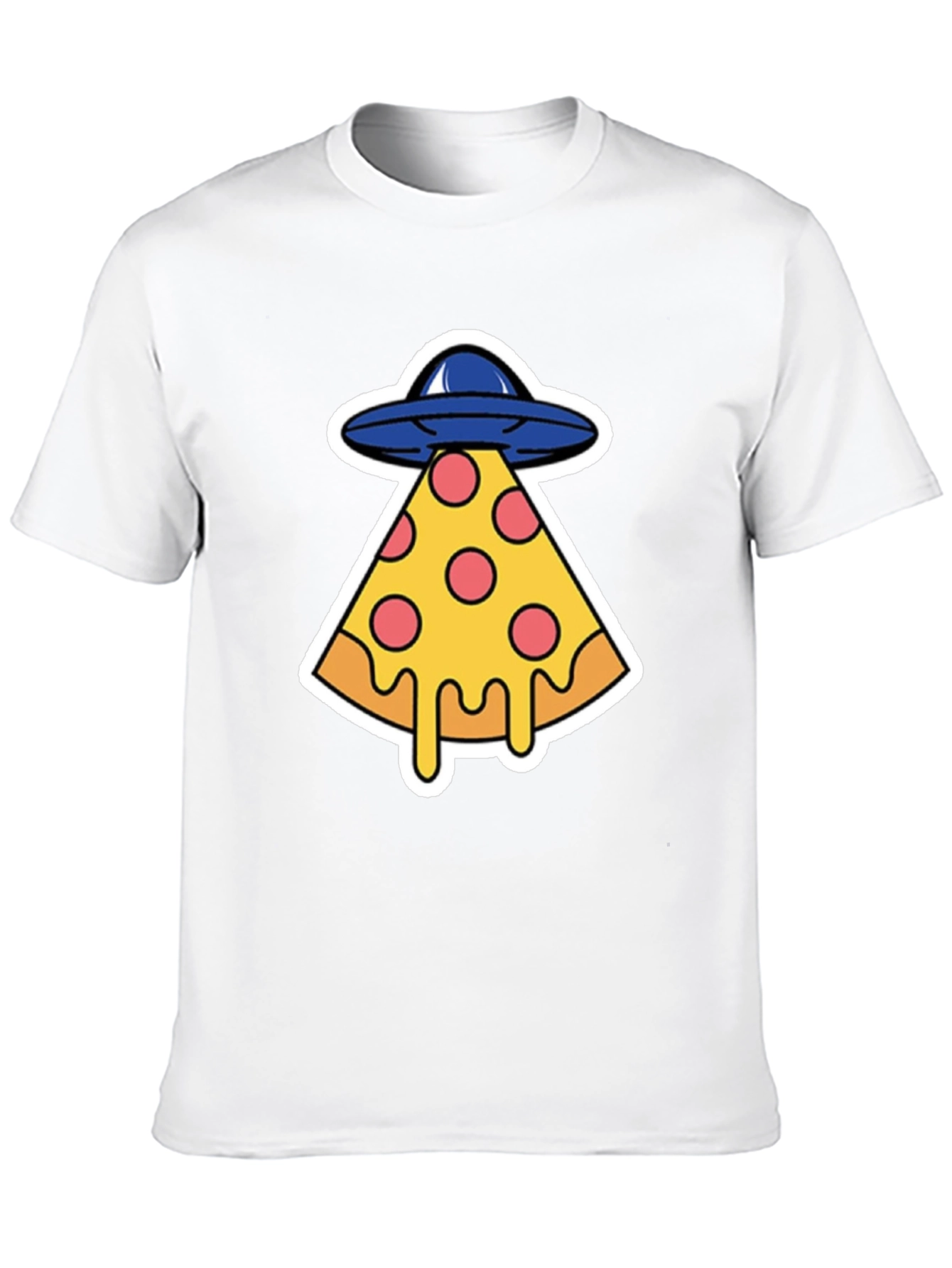 Pizza Abduction Graphic T-Shirt - Black Cotton Tee