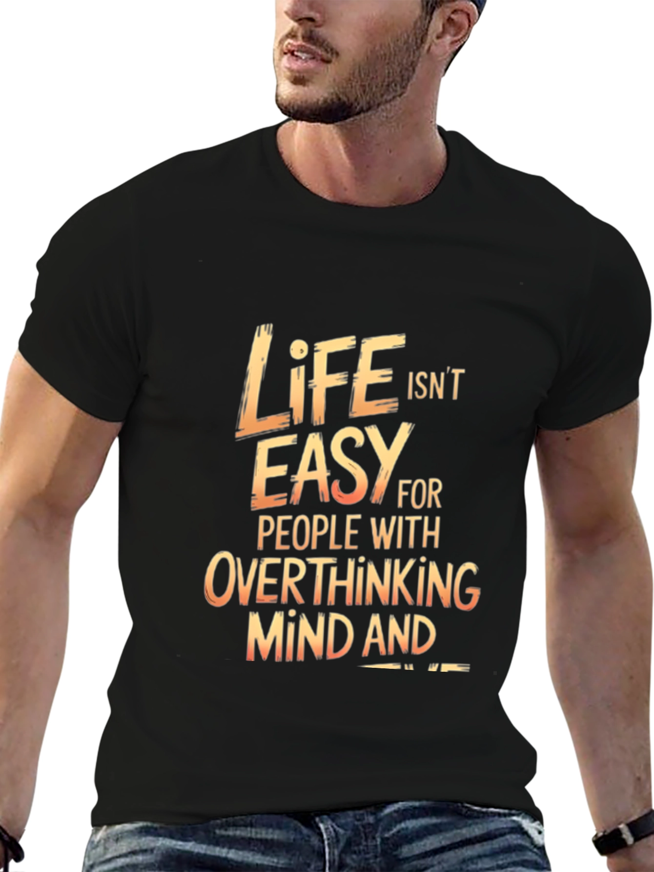 Life Isnt Easy Graphic Print Black T-Shirt