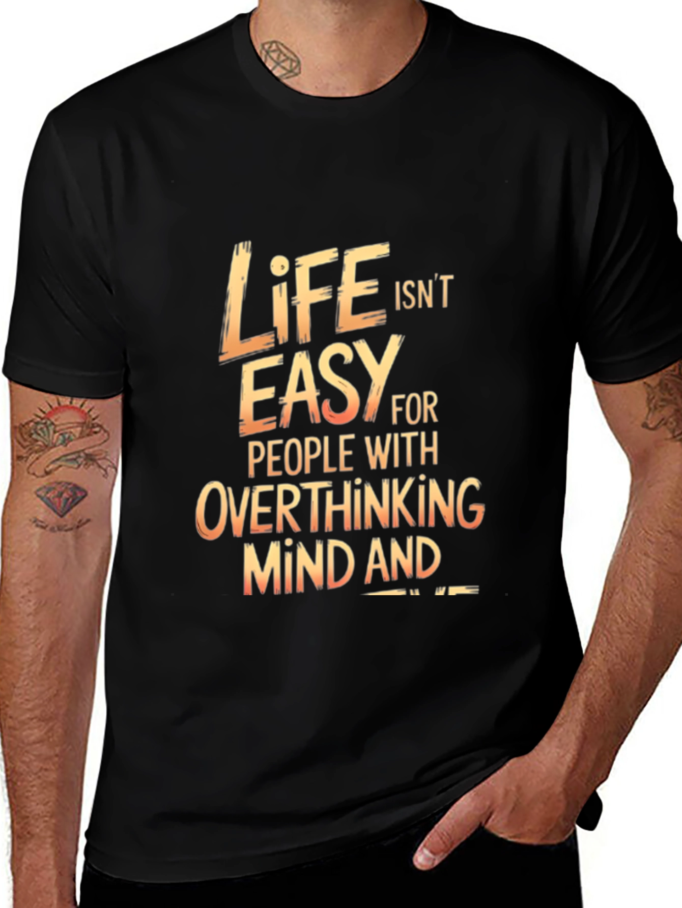 Life Isnt Easy Graphic Print Black T-Shirt