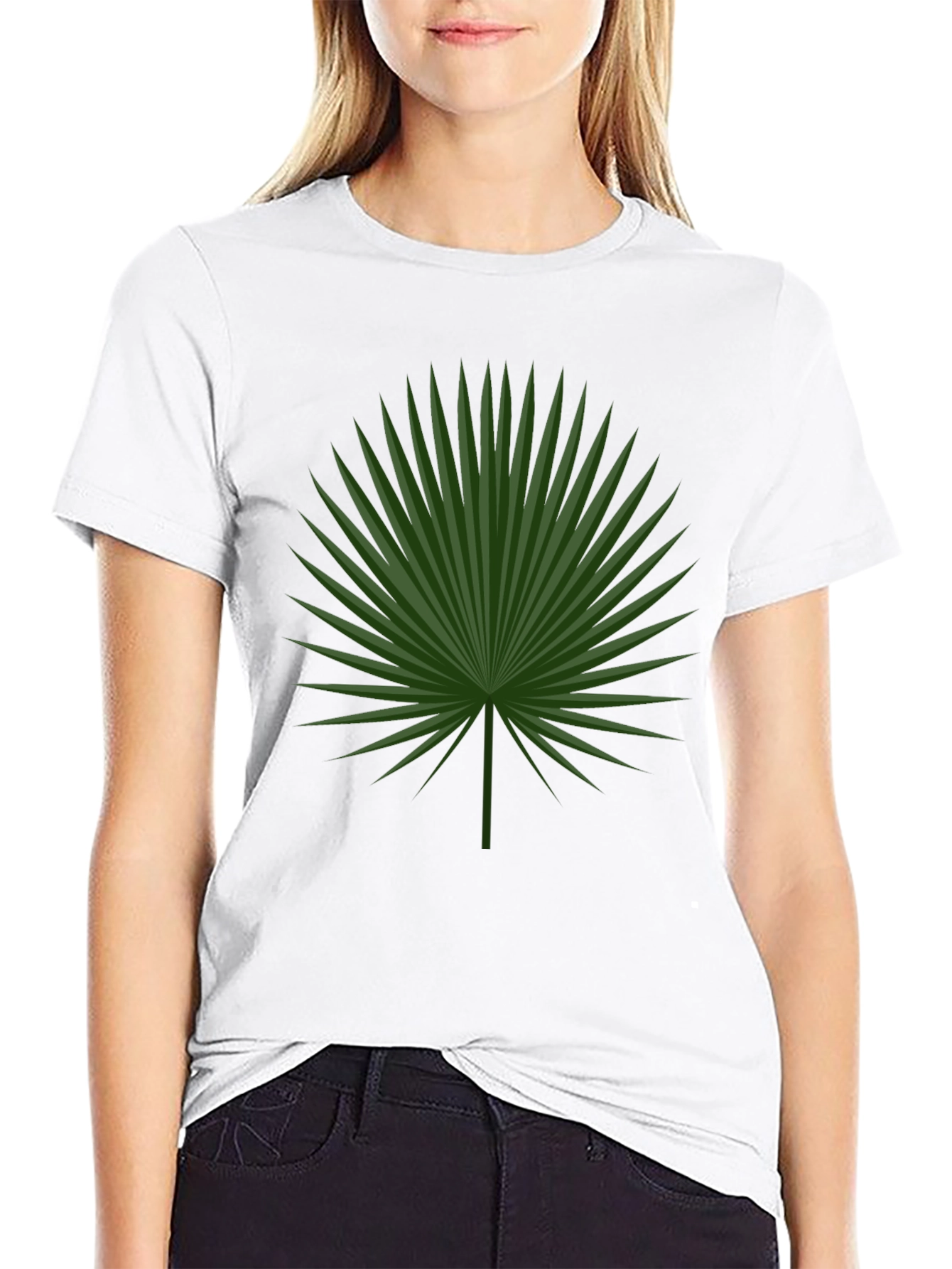 Tropical Palm Leaf Graphic Tee - Black