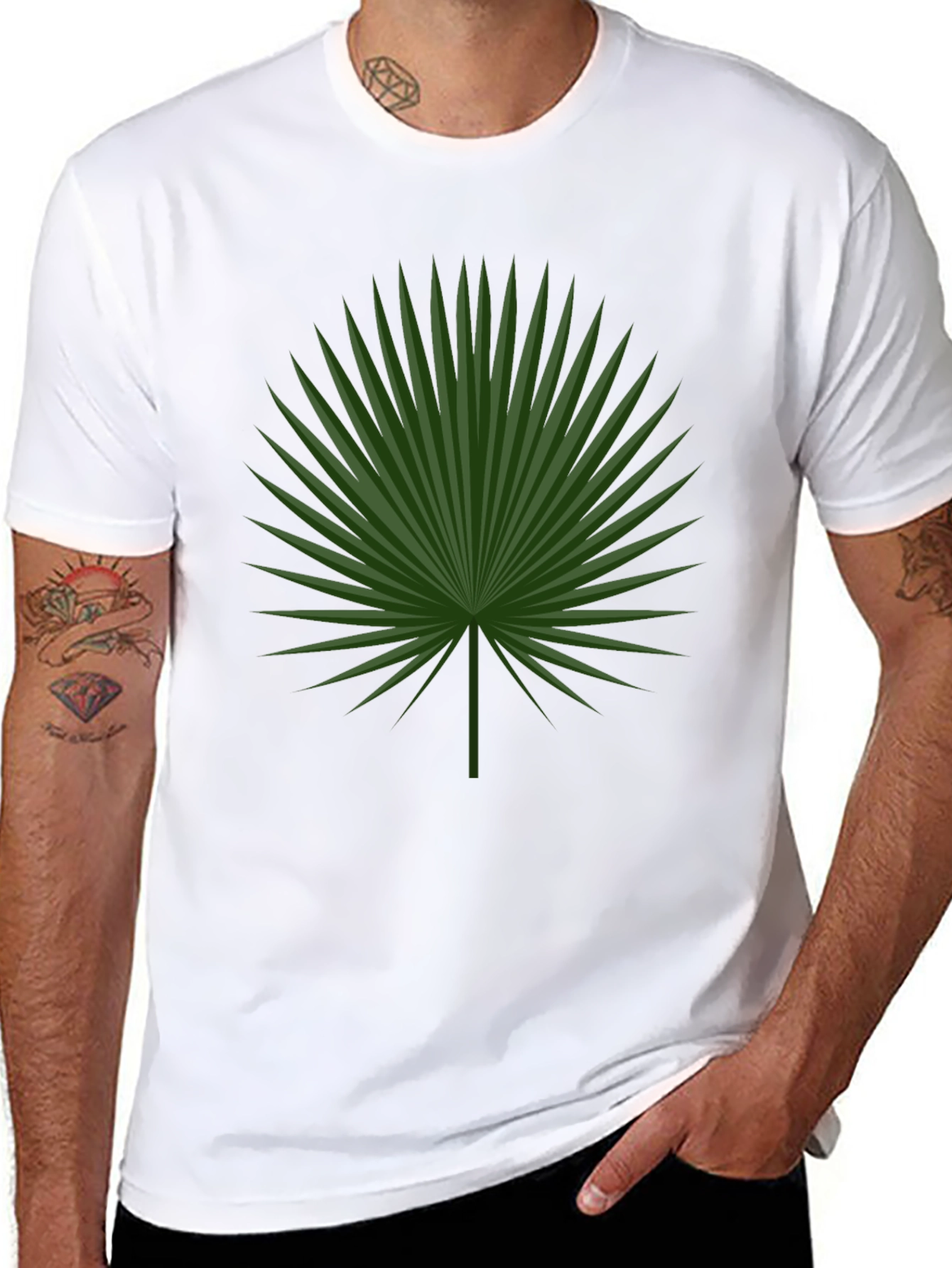 Tropical Palm Leaf Graphic Tee - Black