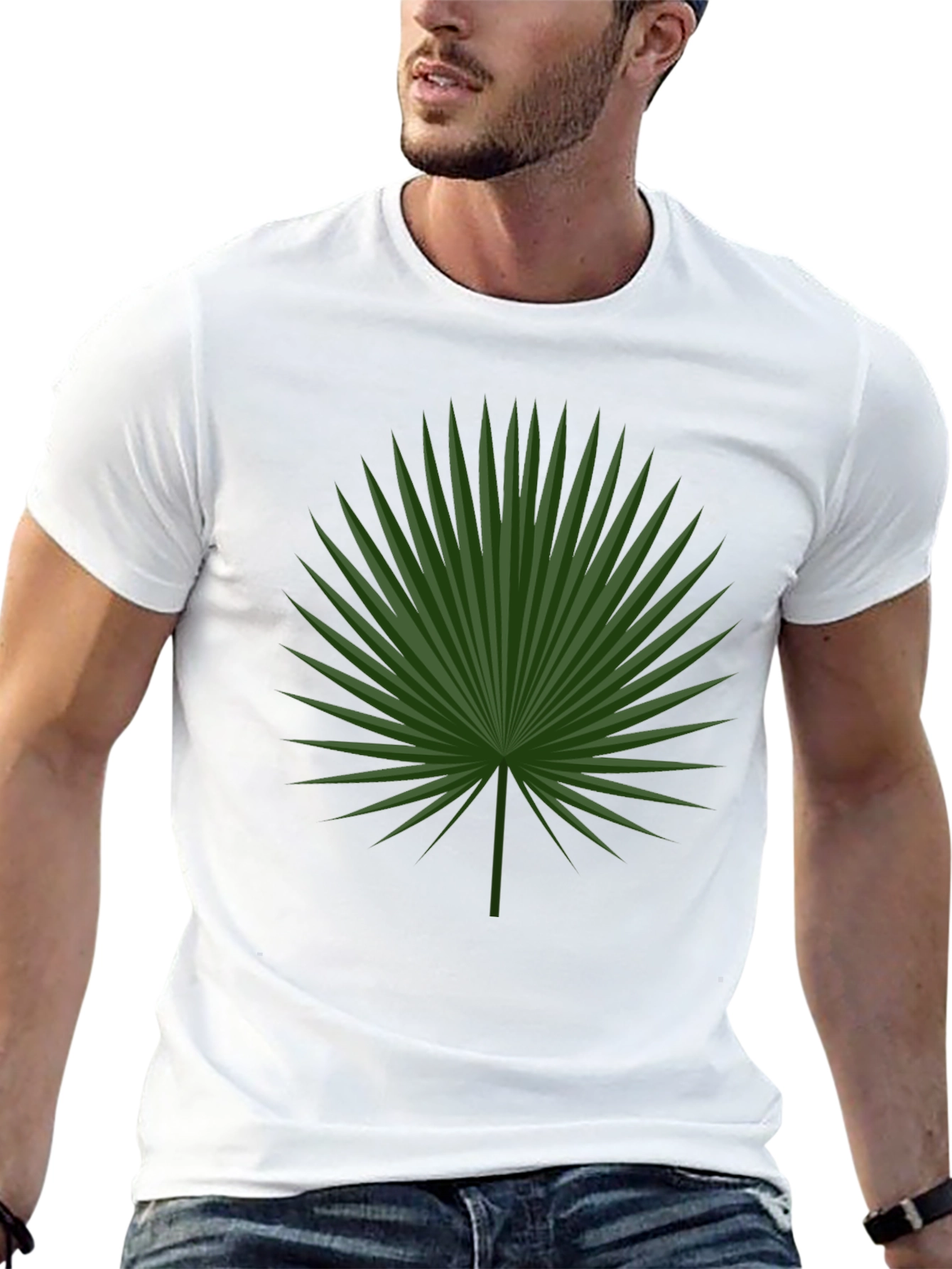 Tropical Palm Leaf Graphic Tee - Black