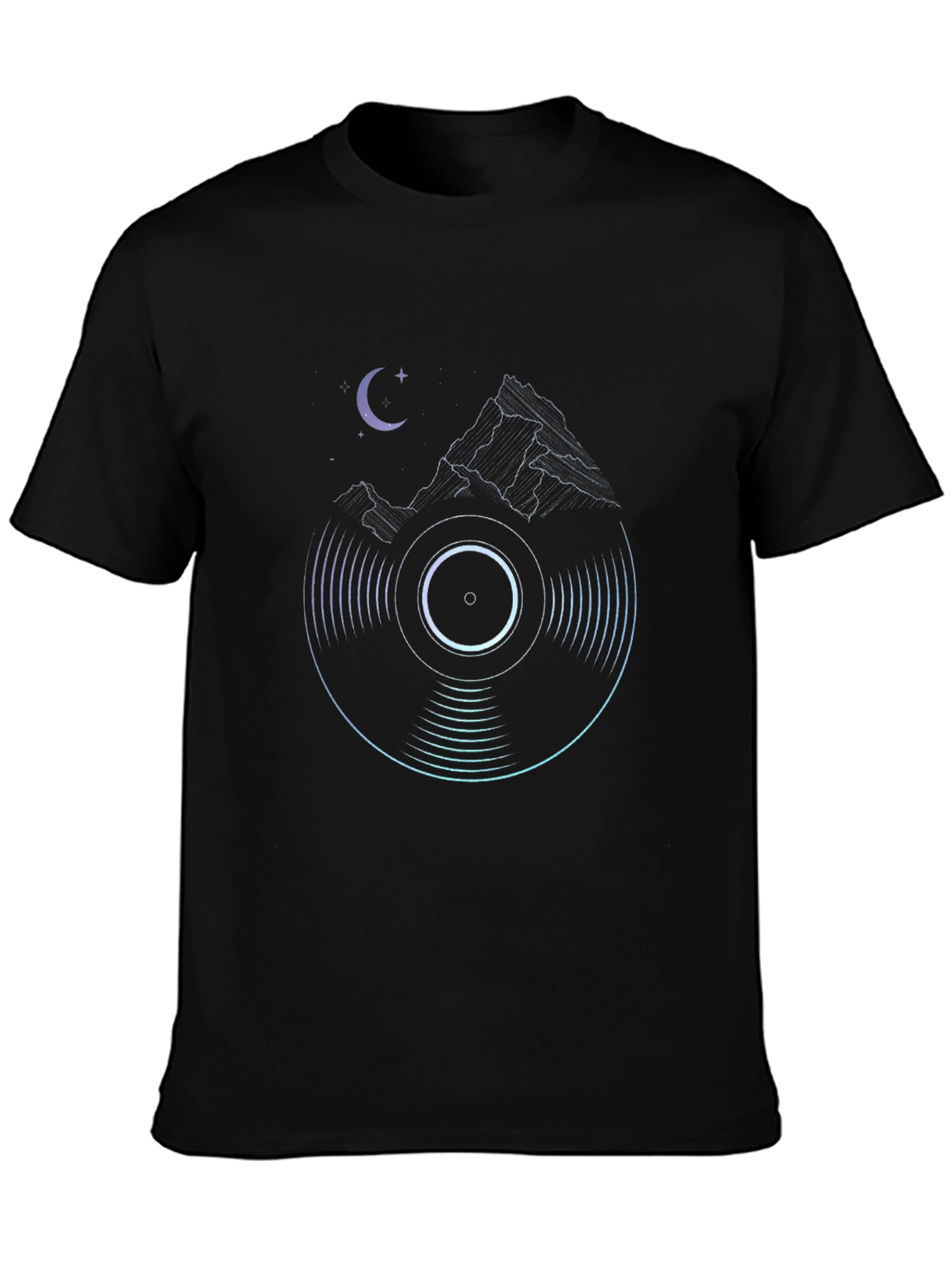 Night Music Black T-Shirt - Vinyl & Mountain Design
