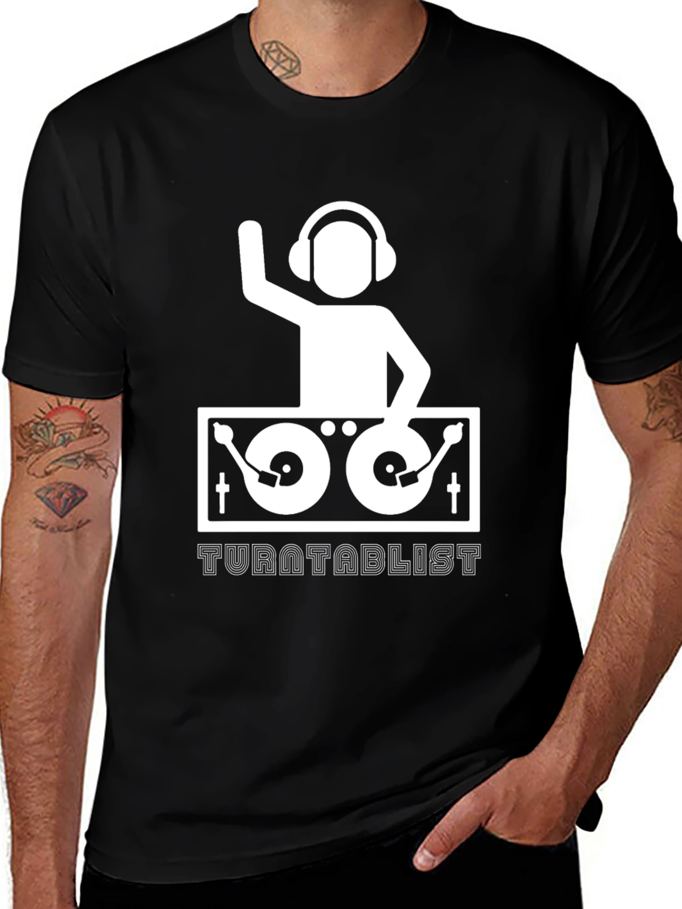 Turntablist DJ Graphic Tee - Black