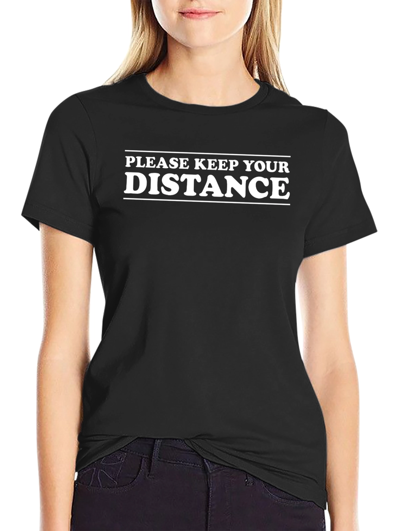 Keep Your Distance Black Crew Neck T-Shirt