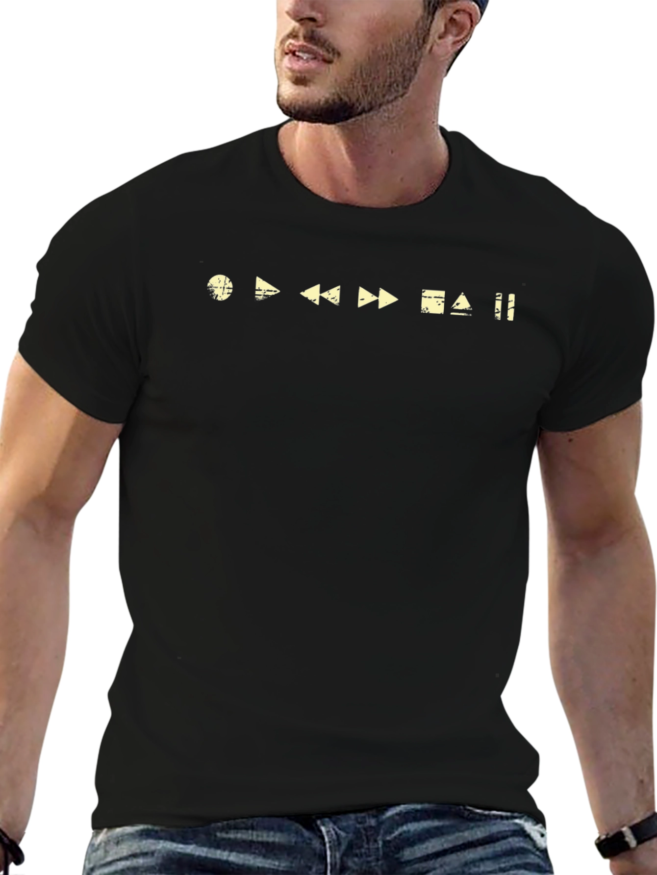 Play Back Controls Graphic Tee - Black
