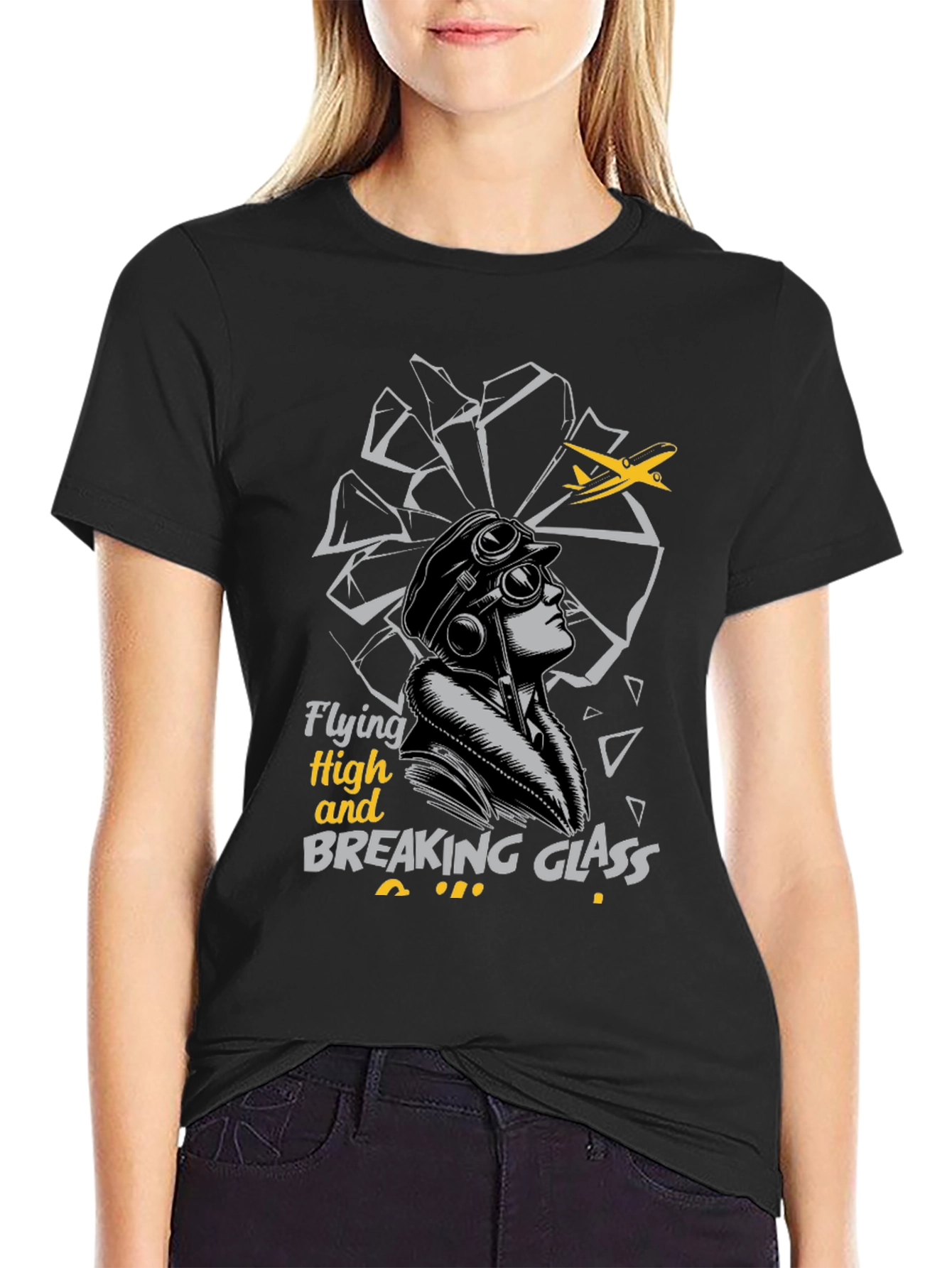 Flying High Pilot Graphic Tee - Black