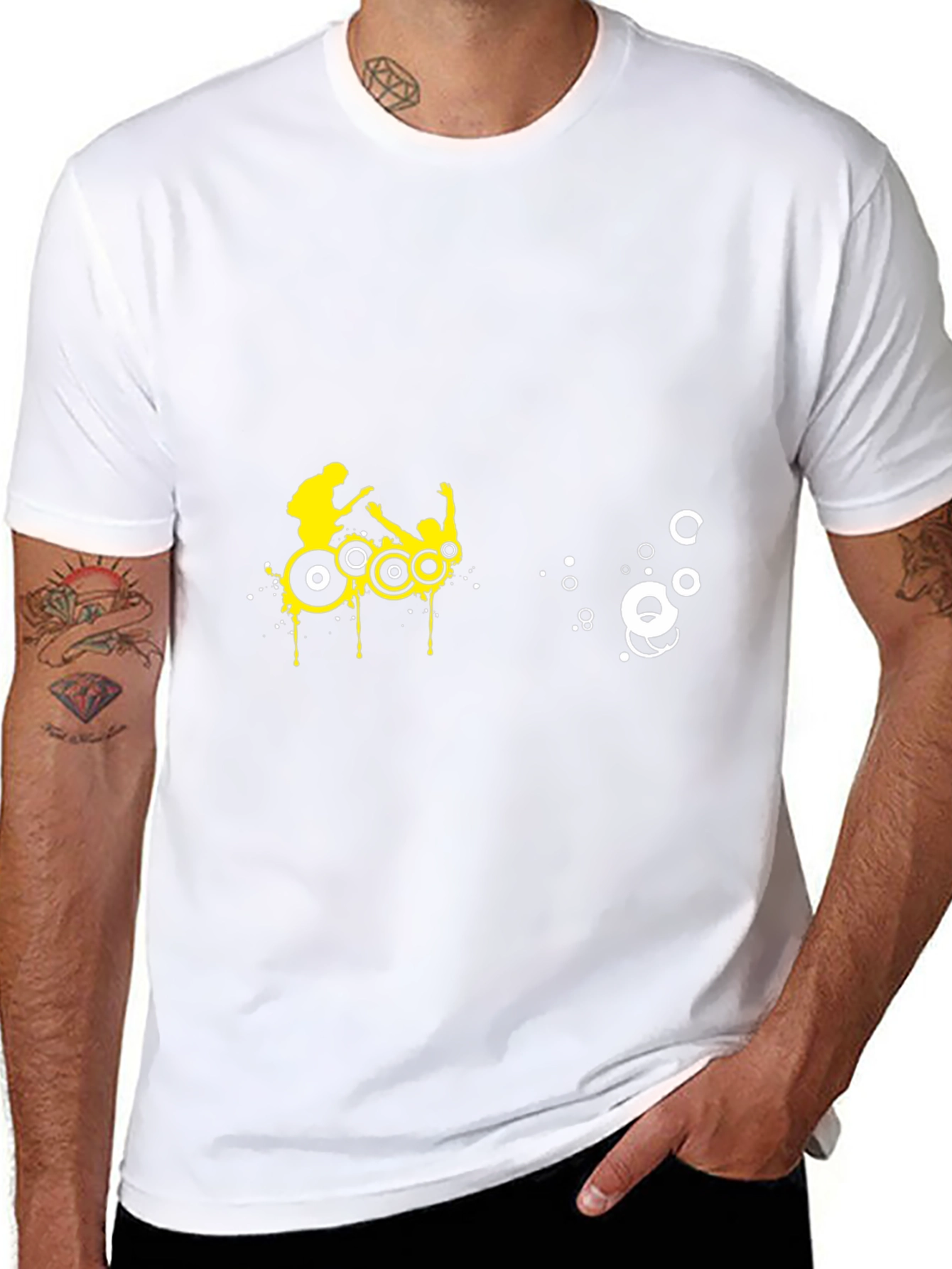 Cool Graphic Tee - Black T-Shirt with Music Design