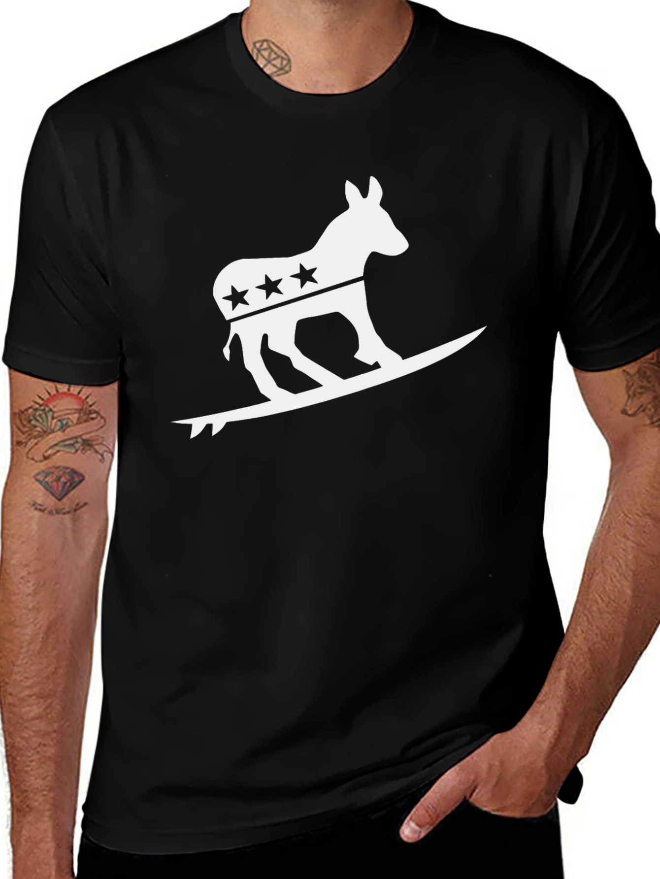 Democrat Donkey Surfing Graphic T-Shirt