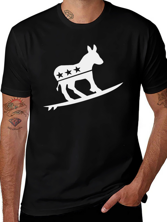 Democrat Donkey Surfing Graphic T-Shirt