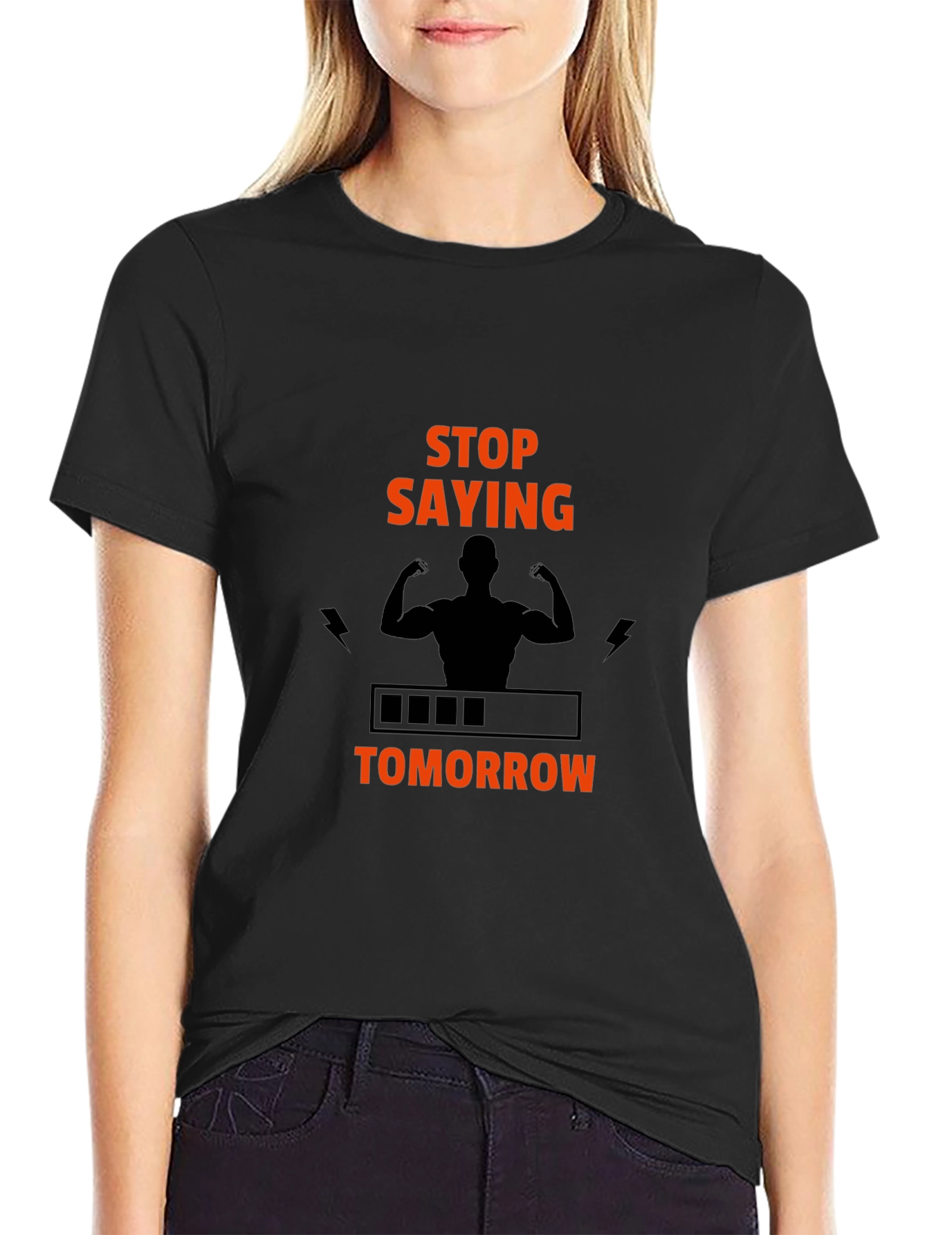 Stop Saying Tomorrow Graphic T-Shirt - Black