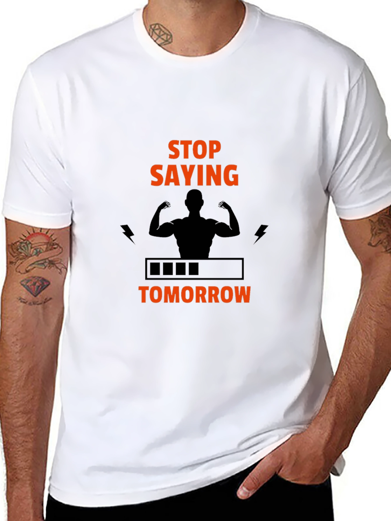 Stop Saying Tomorrow Graphic T-Shirt - Black