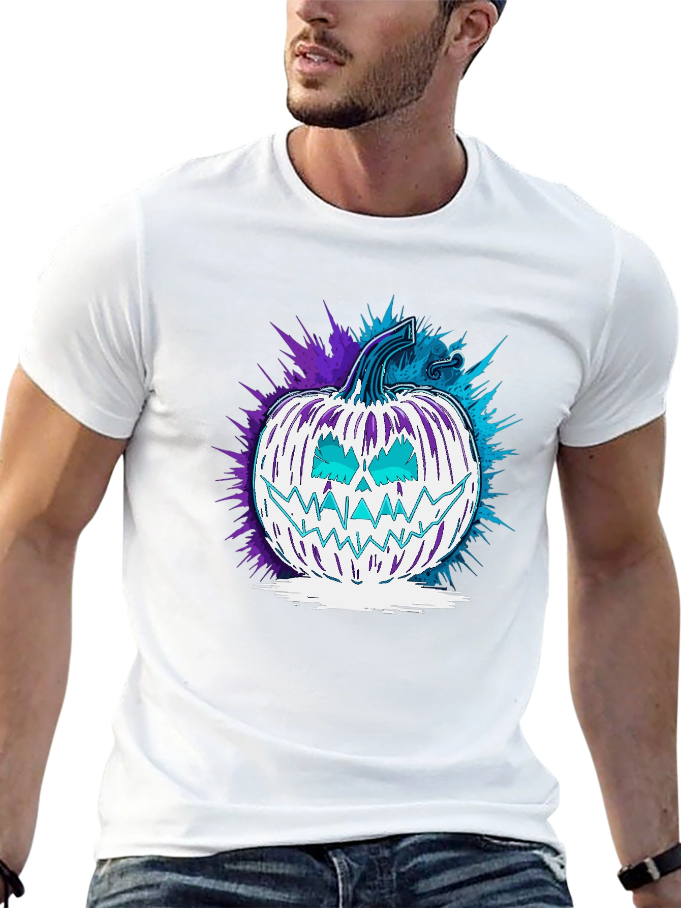 Spooky Pumpkin Graphic Tee - Halloween Style