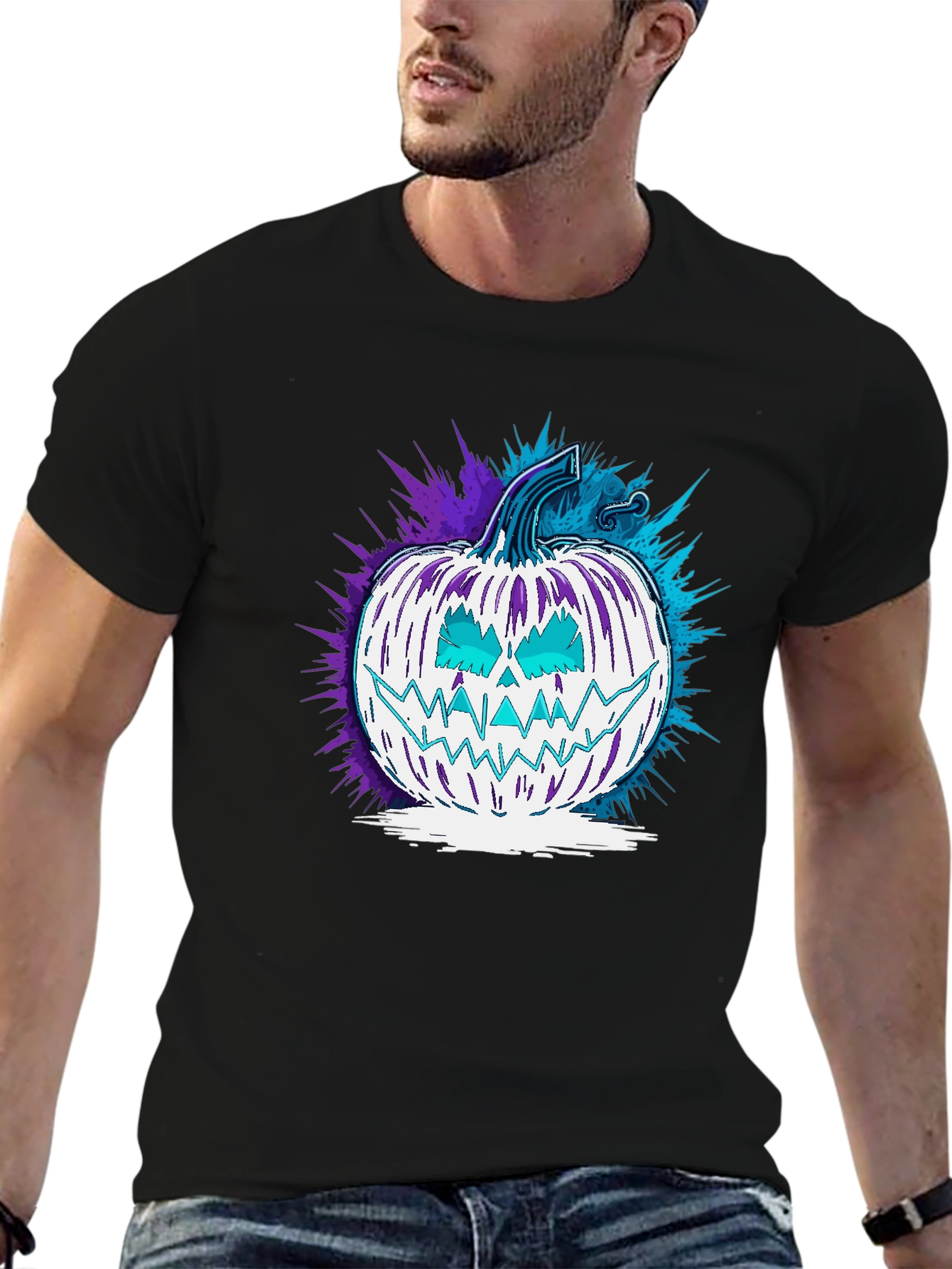 Spooky Pumpkin Graphic Tee - Halloween Style