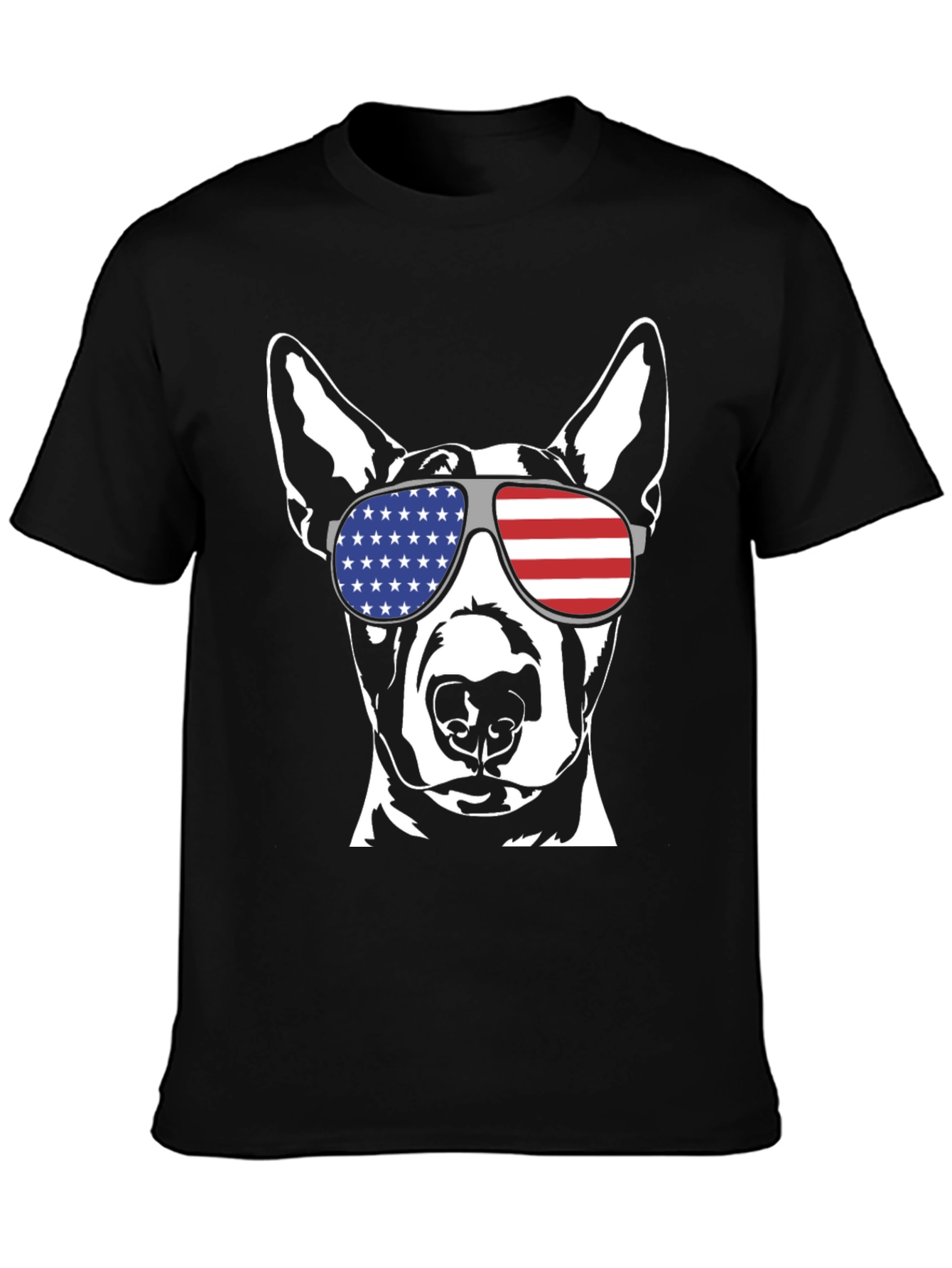 Patriotic Dog T-Shirt - USA Flag Sunglasses