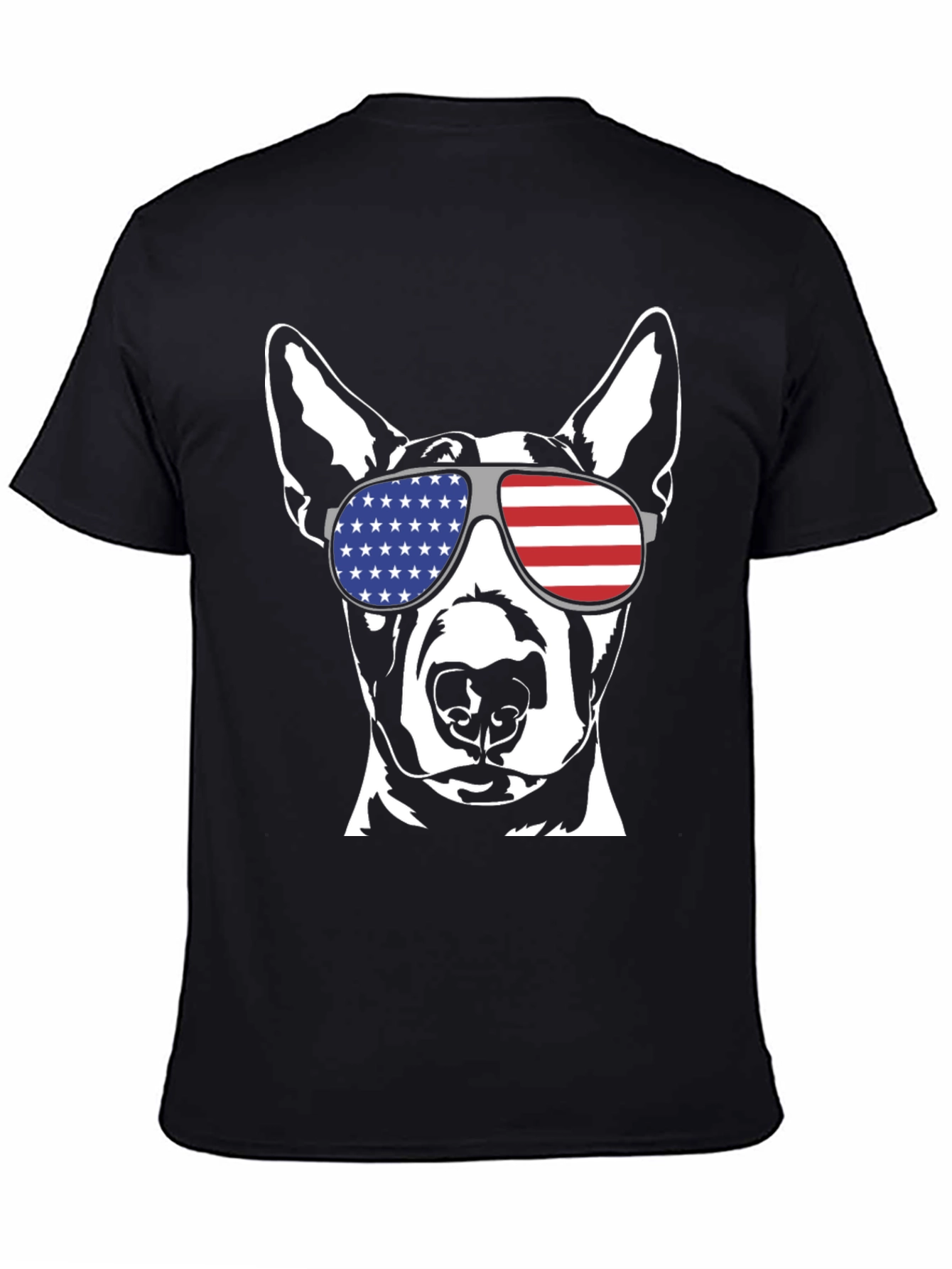 Patriotic Dog T-Shirt - USA Flag Sunglasses