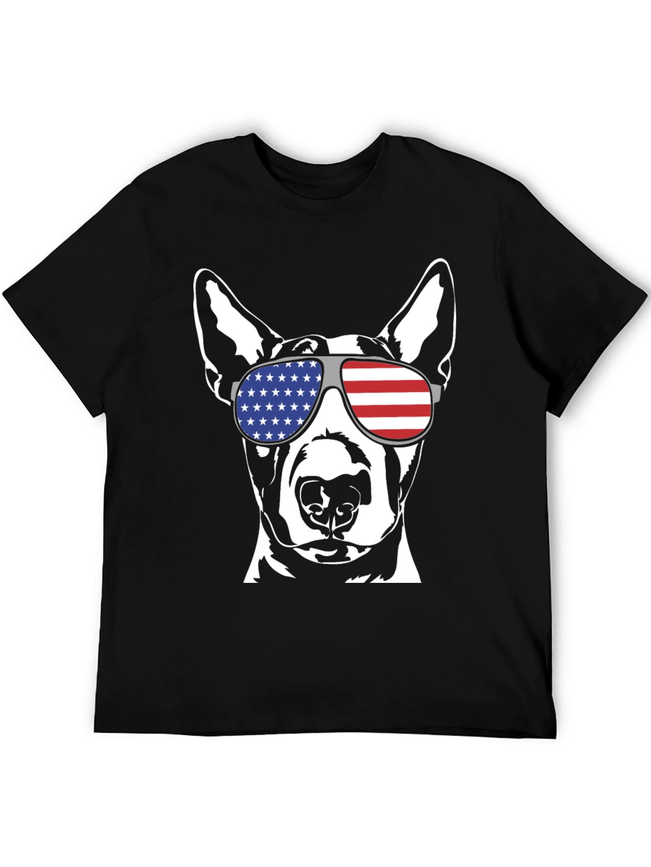Patriotic Dog T-Shirt - USA Flag Sunglasses