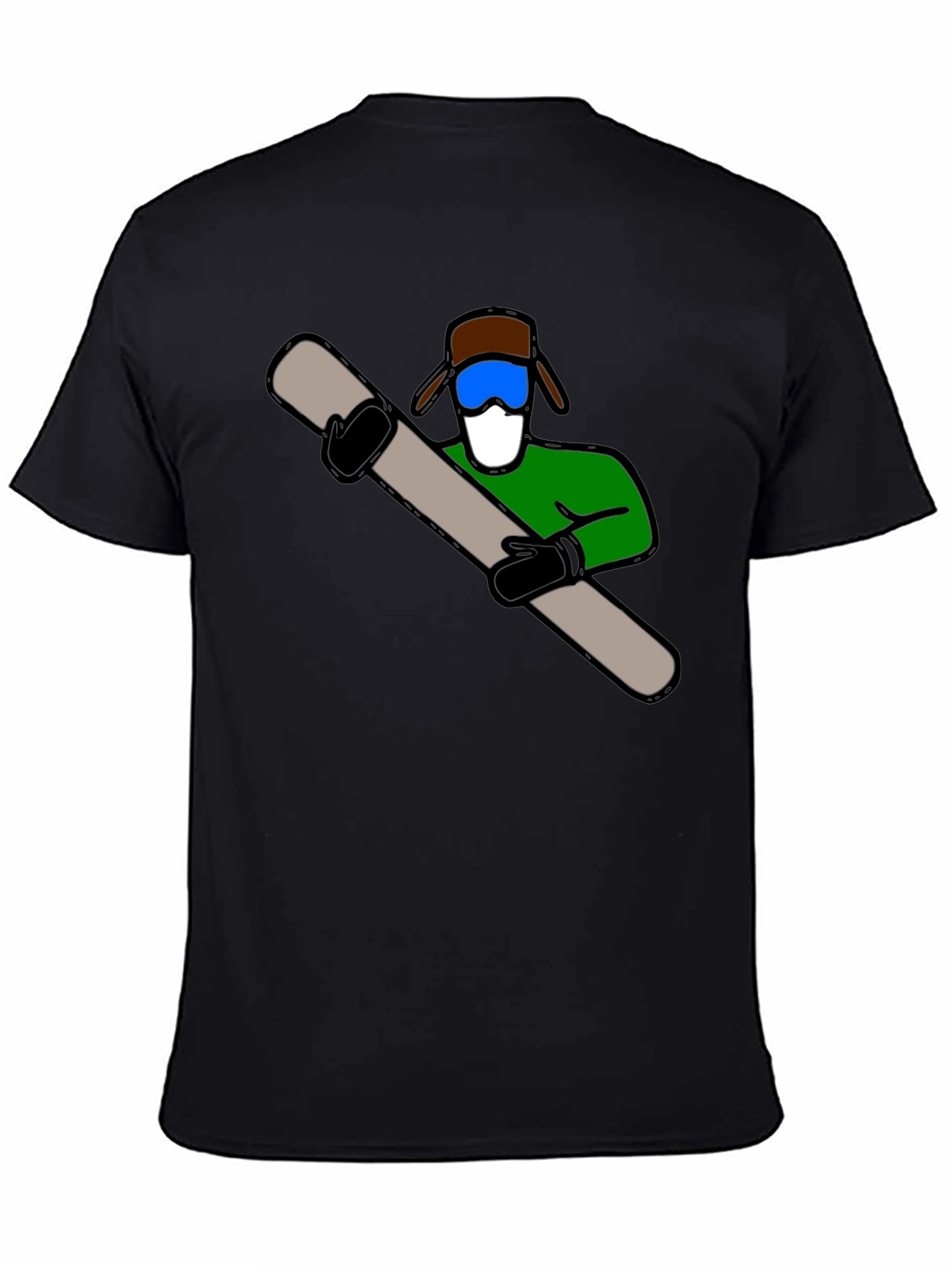 Fun Ski Dude Graphic Tee - Black Cotton Blend