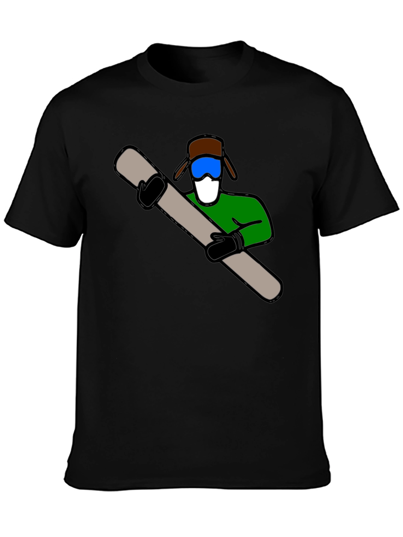 Fun Ski Dude Graphic Tee - Black Cotton Blend