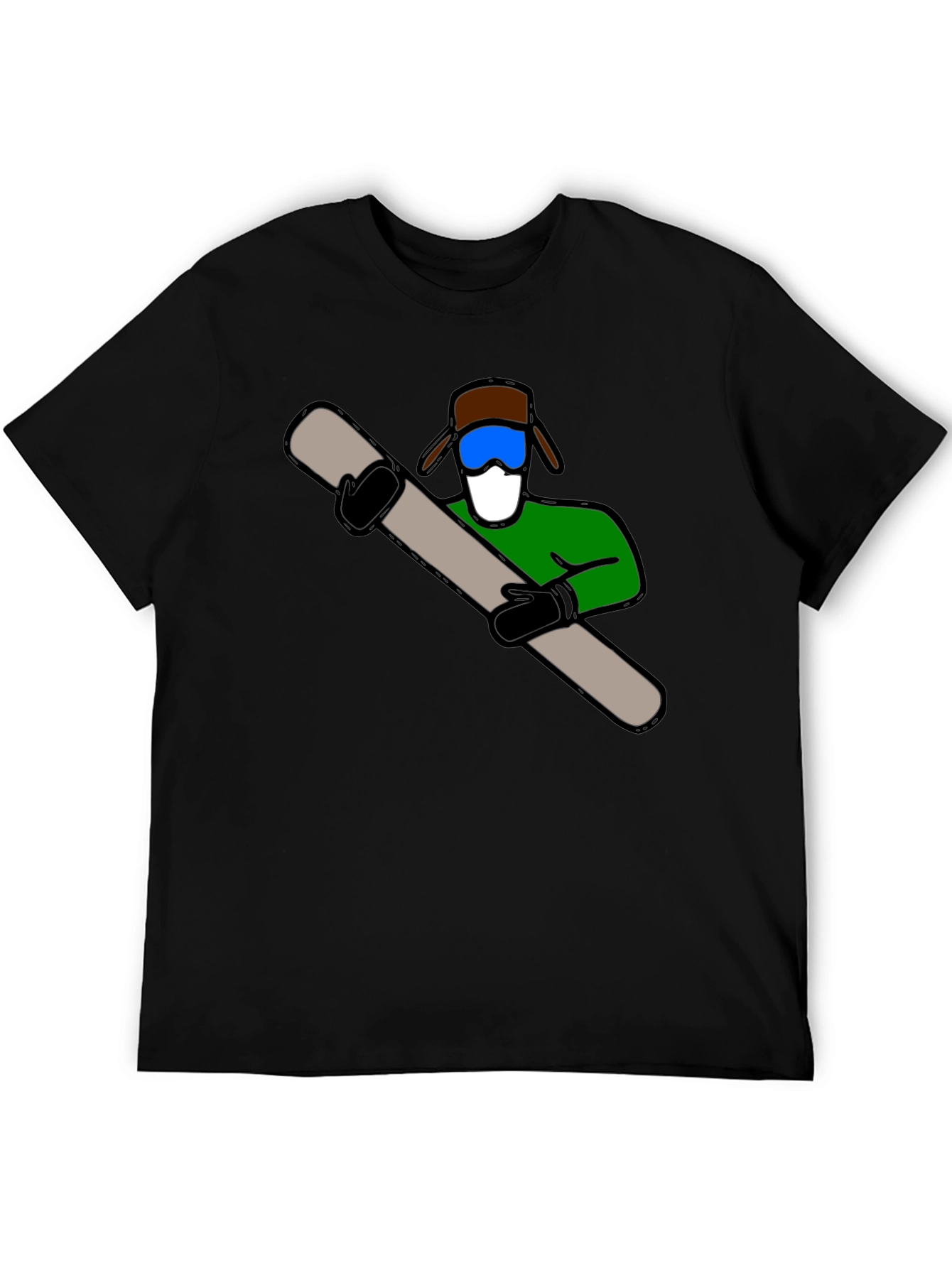 Fun Ski Dude Graphic Tee - Black Cotton Blend