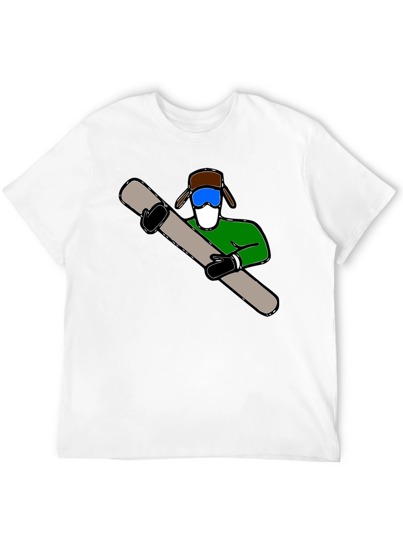 Fun Ski Dude Graphic Tee - Black Cotton Blend