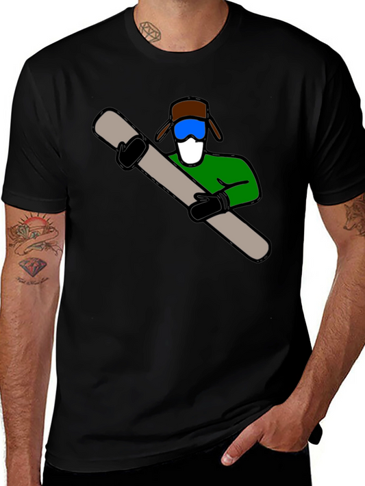 Fun Ski Dude Graphic Tee - Black Cotton Blend