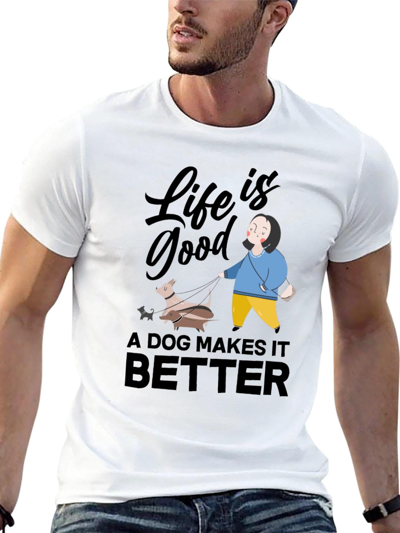 Life is Good Dog Makes It Better Graphic Tee