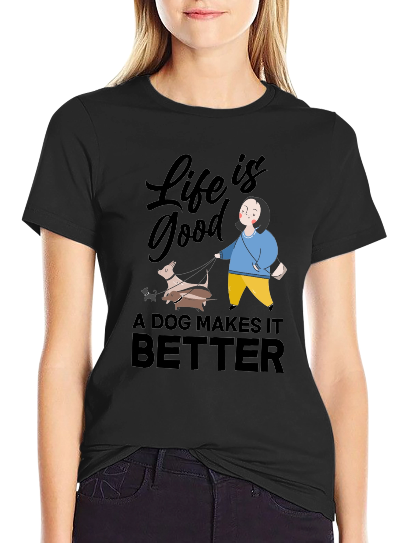 Life is Good Dog Makes It Better Graphic Tee
