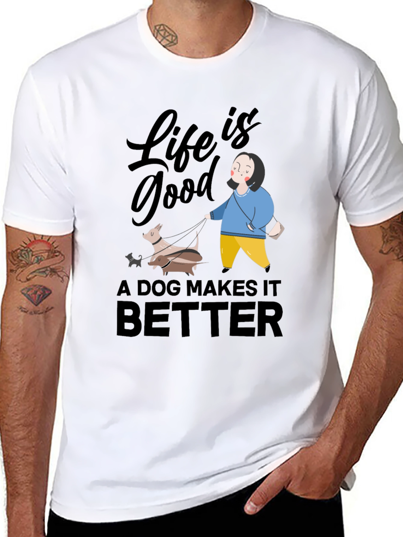 Life is Good Dog Makes It Better Graphic Tee