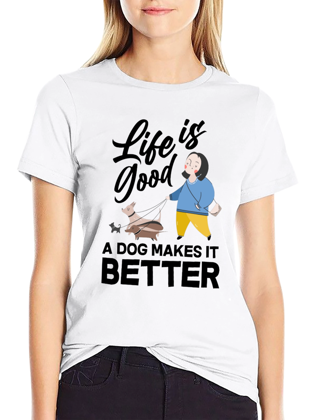 Life is Good Dog Makes It Better Graphic Tee
