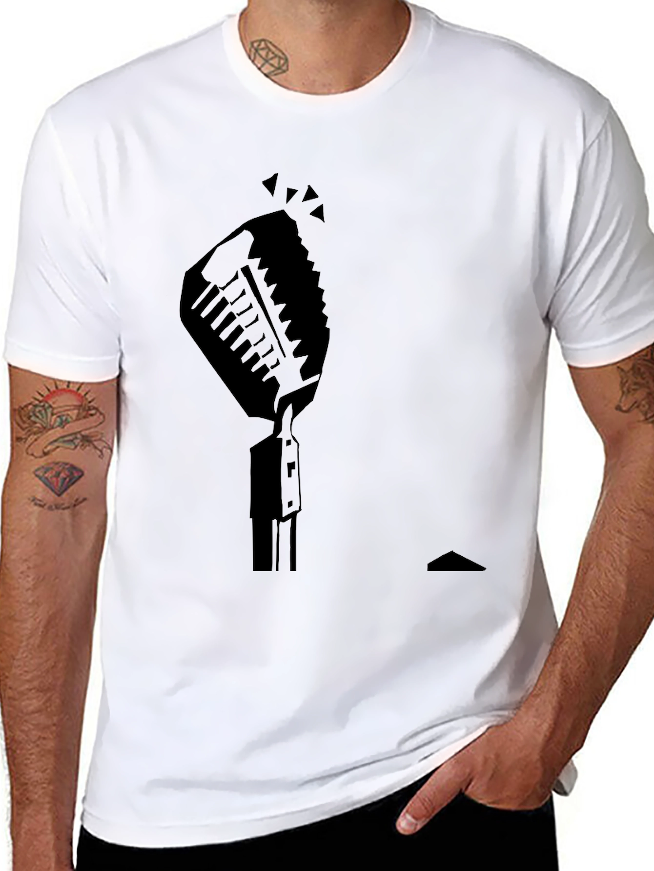 Retro Microphone Black Graphic Tee