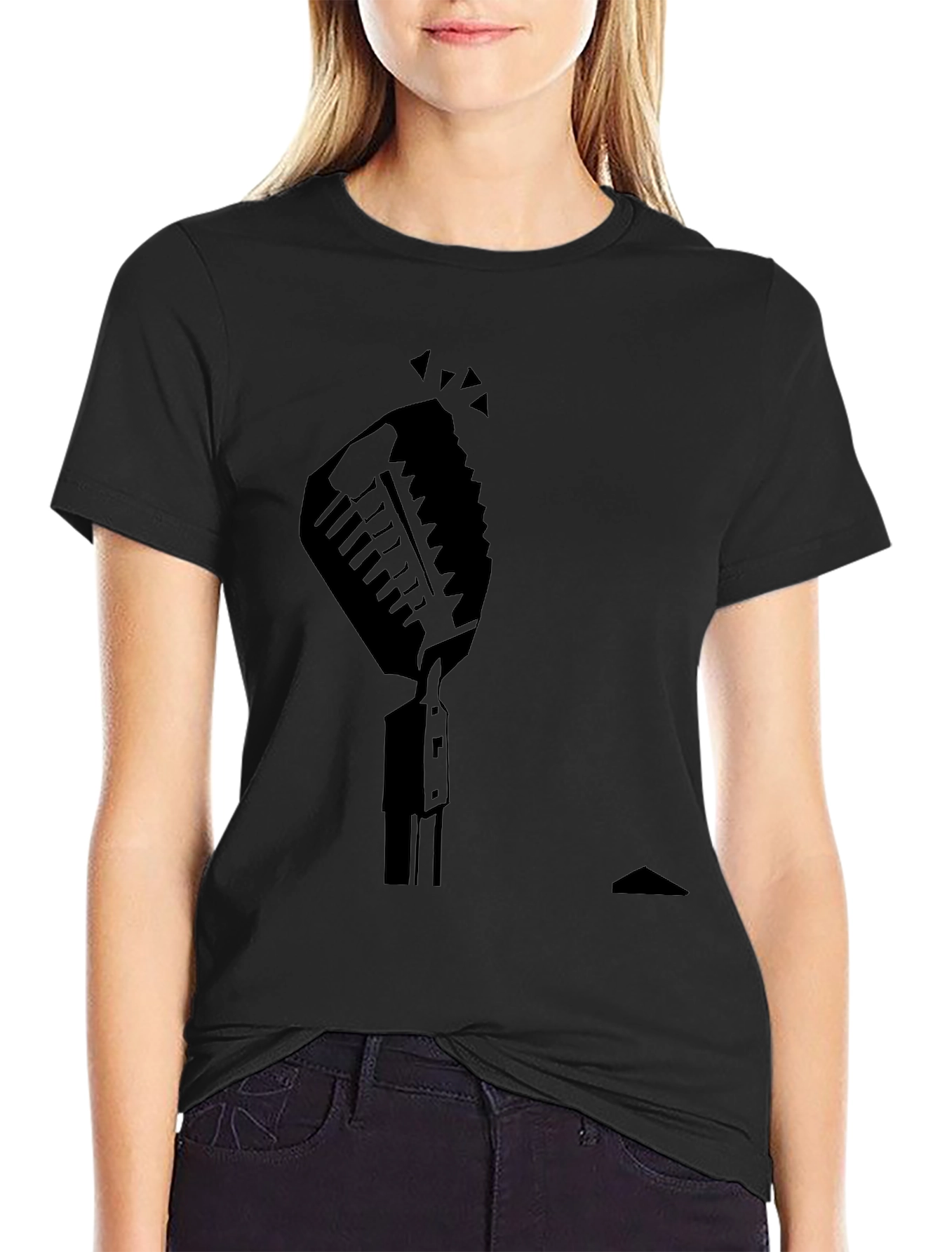 Retro Microphone Black Graphic Tee