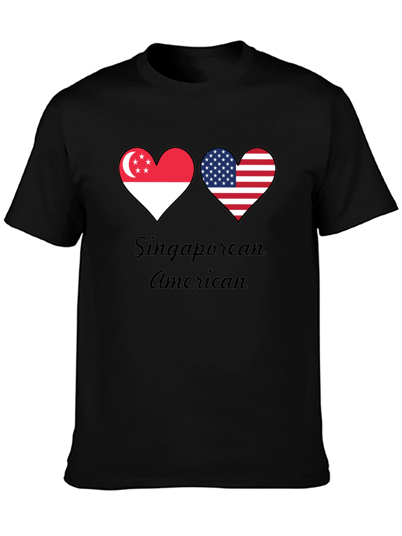 Singaporean American Flag Heart T-Shirt
