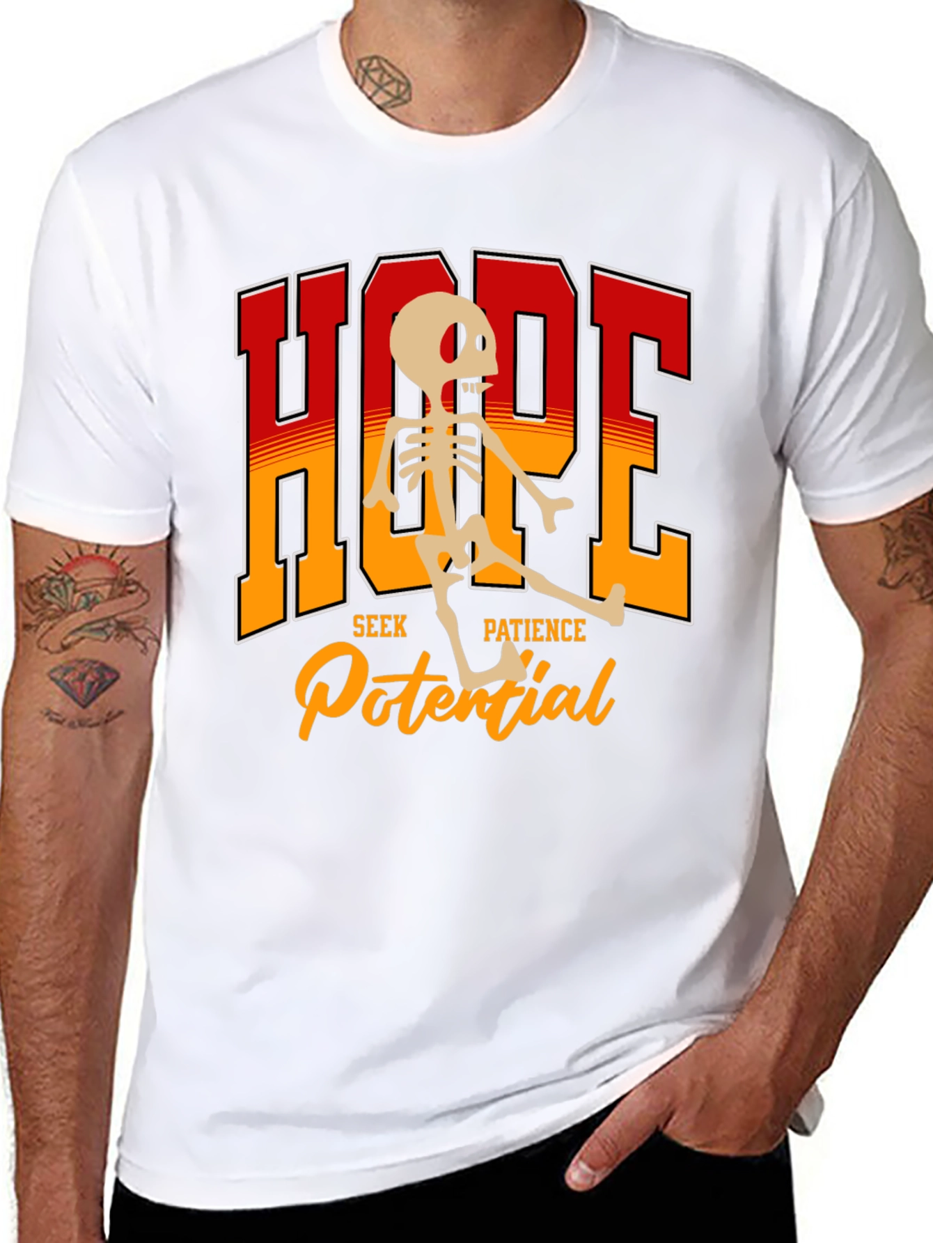 Hope Skeleton Graphic Tee - Seek Patience Potential T-Shirt