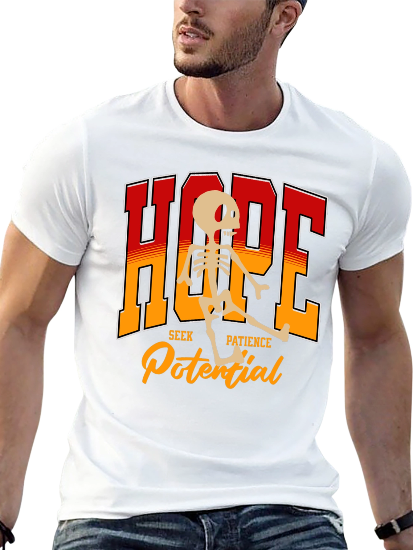 Hope Skeleton Graphic Tee - Seek Patience Potential T-Shirt