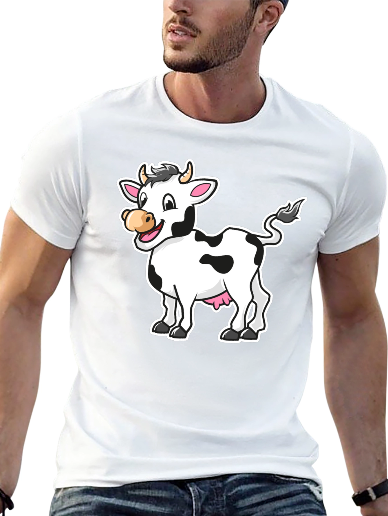 Cow Graphic Print Black T-Shirt