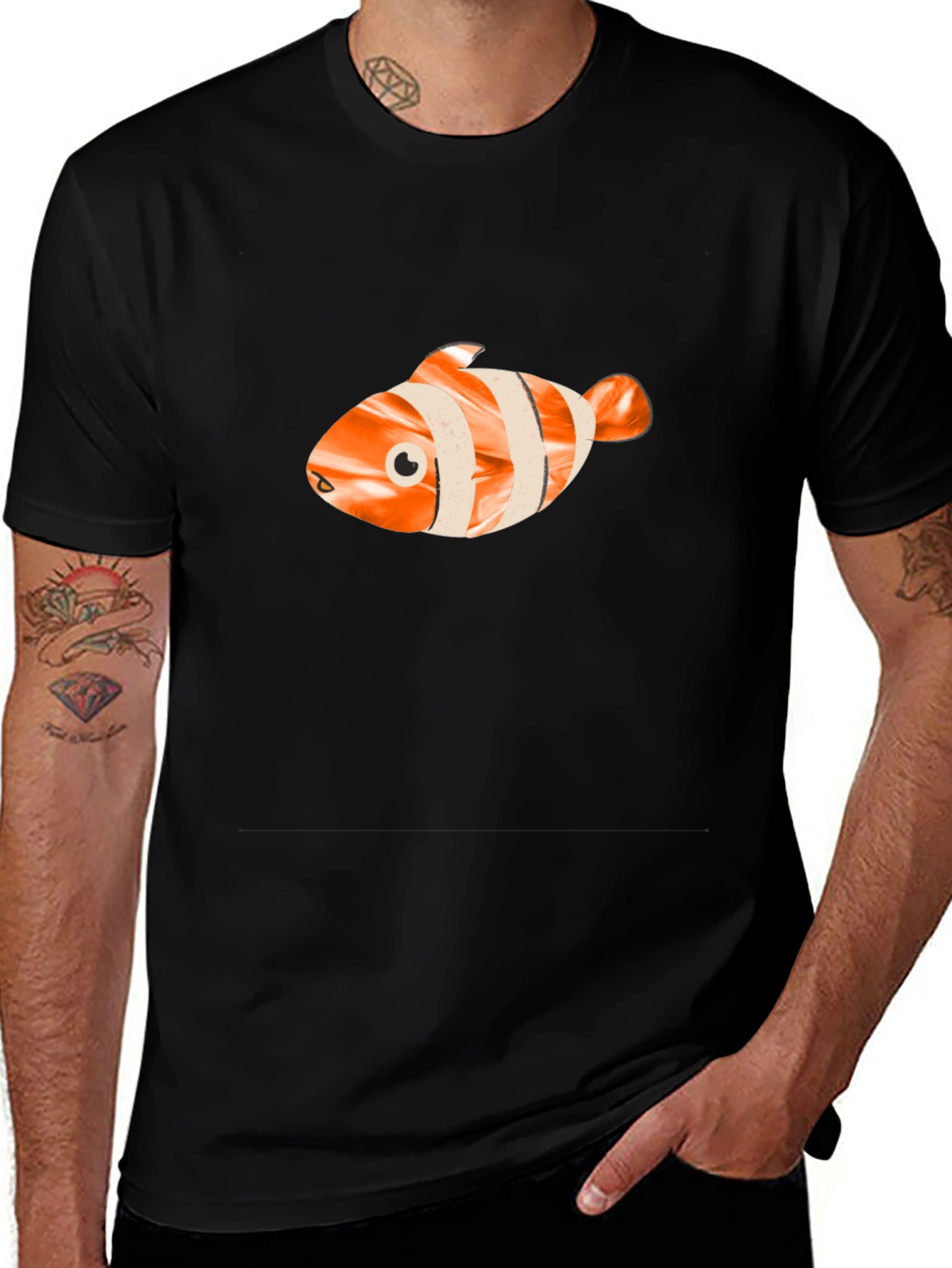 Clownfish Graphic Tee - Black Casual Shirt