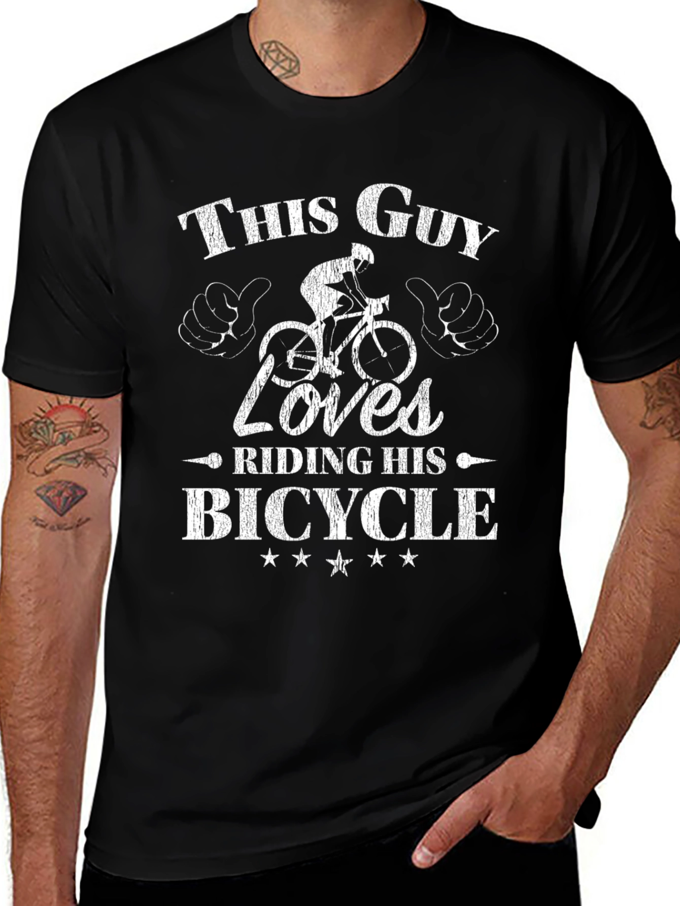 This Guy Loves Riding His Bicycle Black T-Shirt