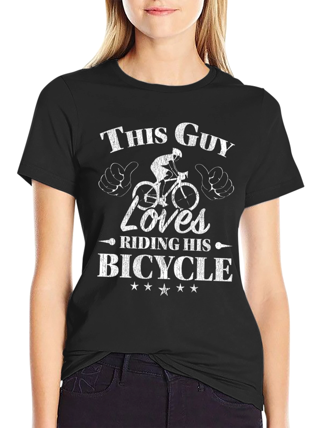 This Guy Loves Riding His Bicycle Black T-Shirt