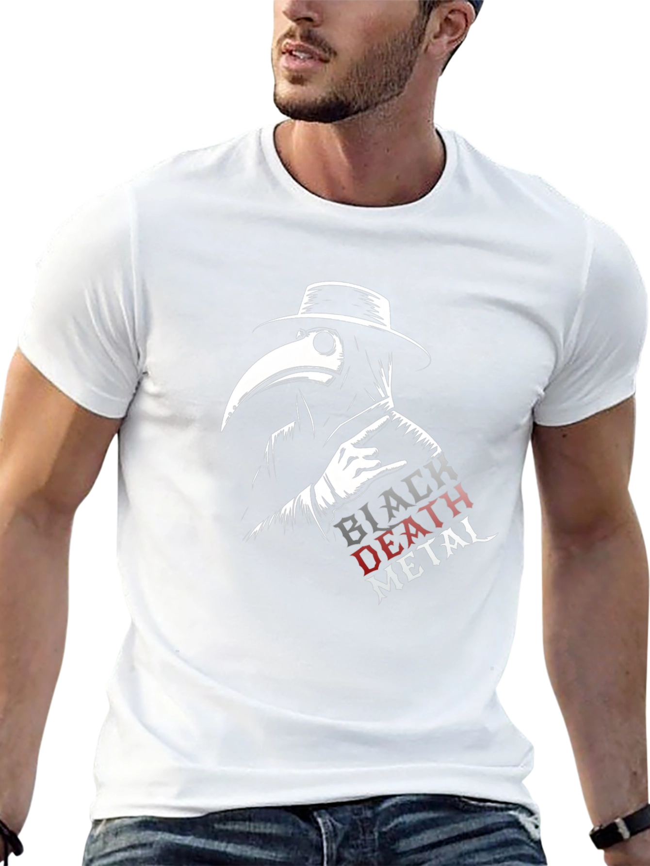 Black Death Metal Plague Doctor T-Shirt