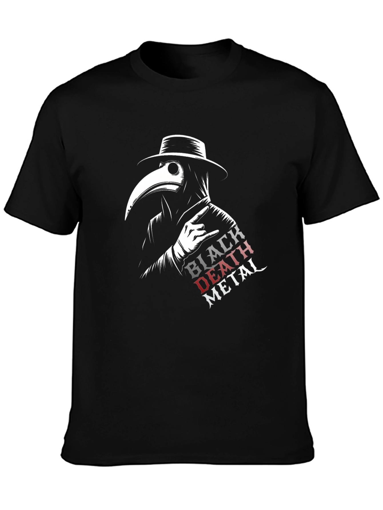Black Death Metal Plague Doctor T-Shirt