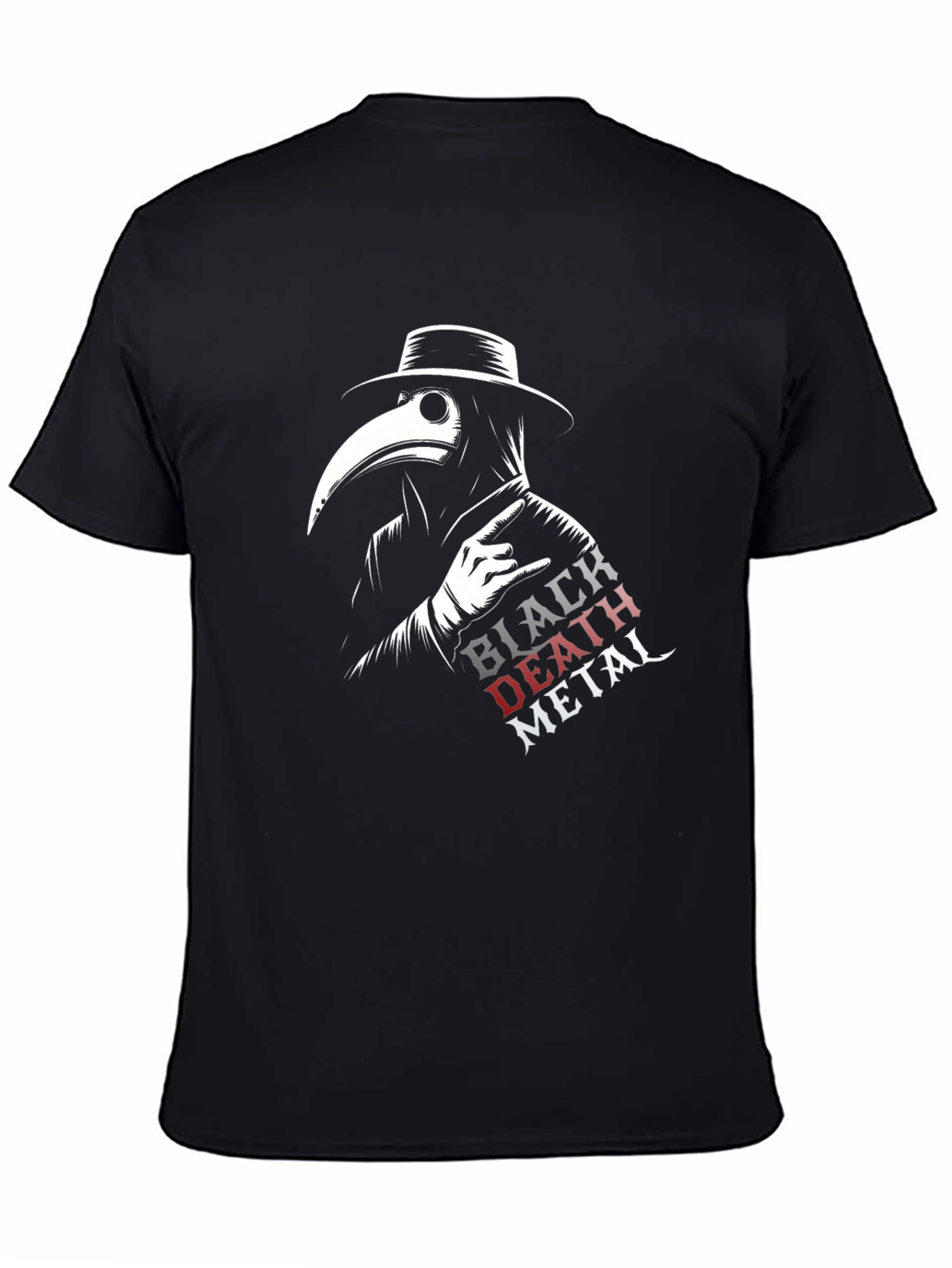 Black Death Metal Plague Doctor T-Shirt