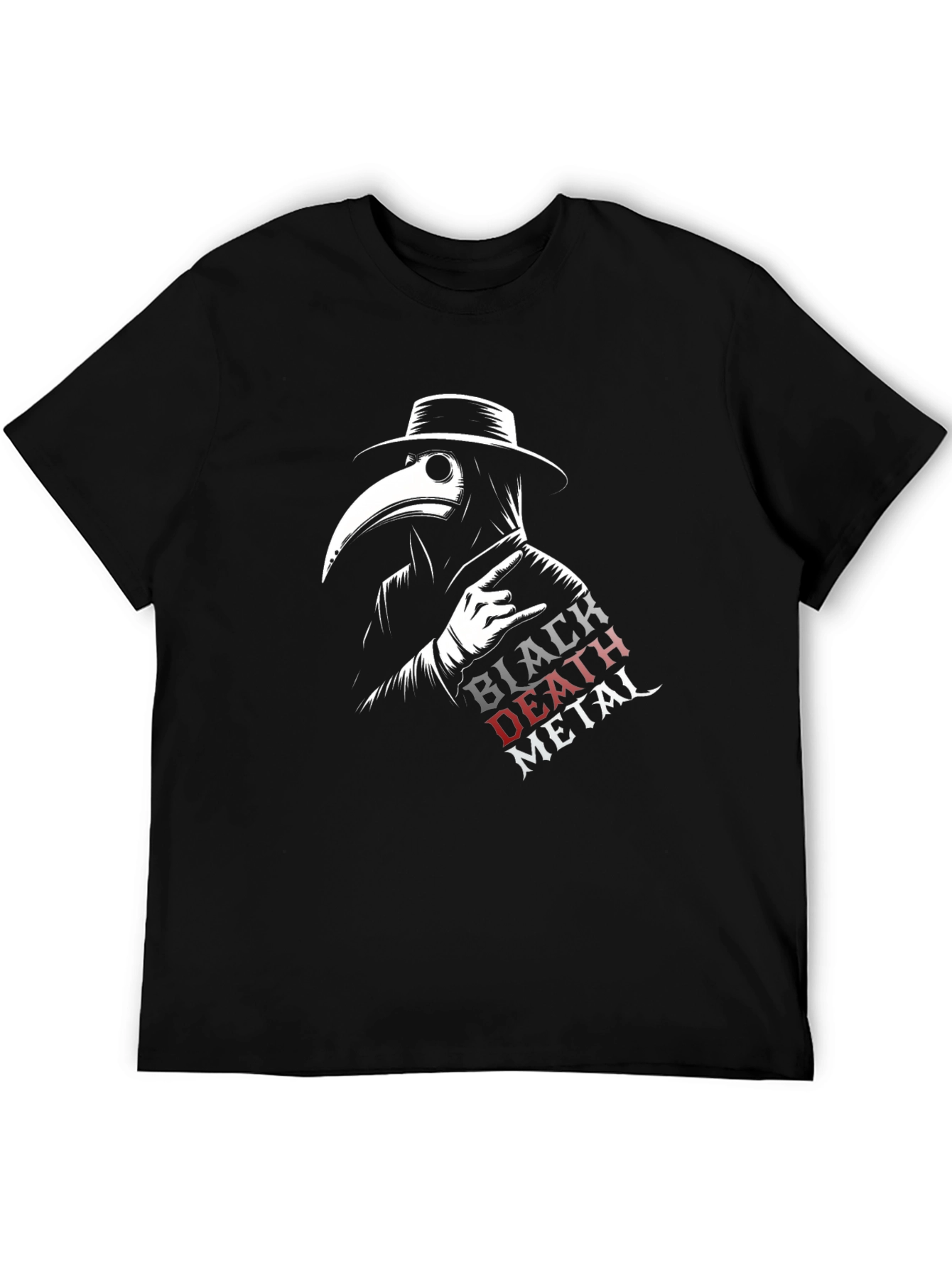 Black Death Metal Plague Doctor T-Shirt