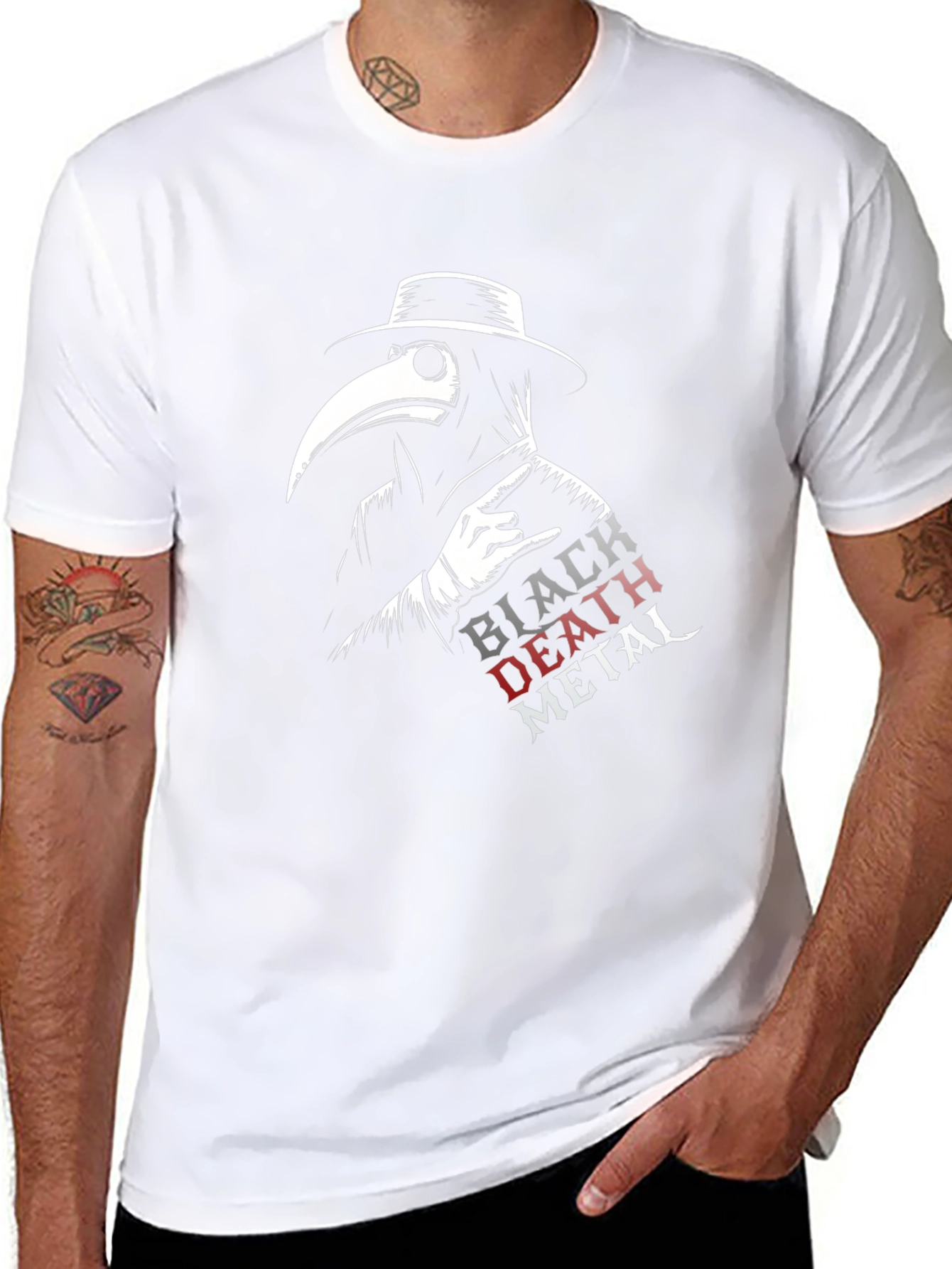 Black Death Metal Plague Doctor T-Shirt