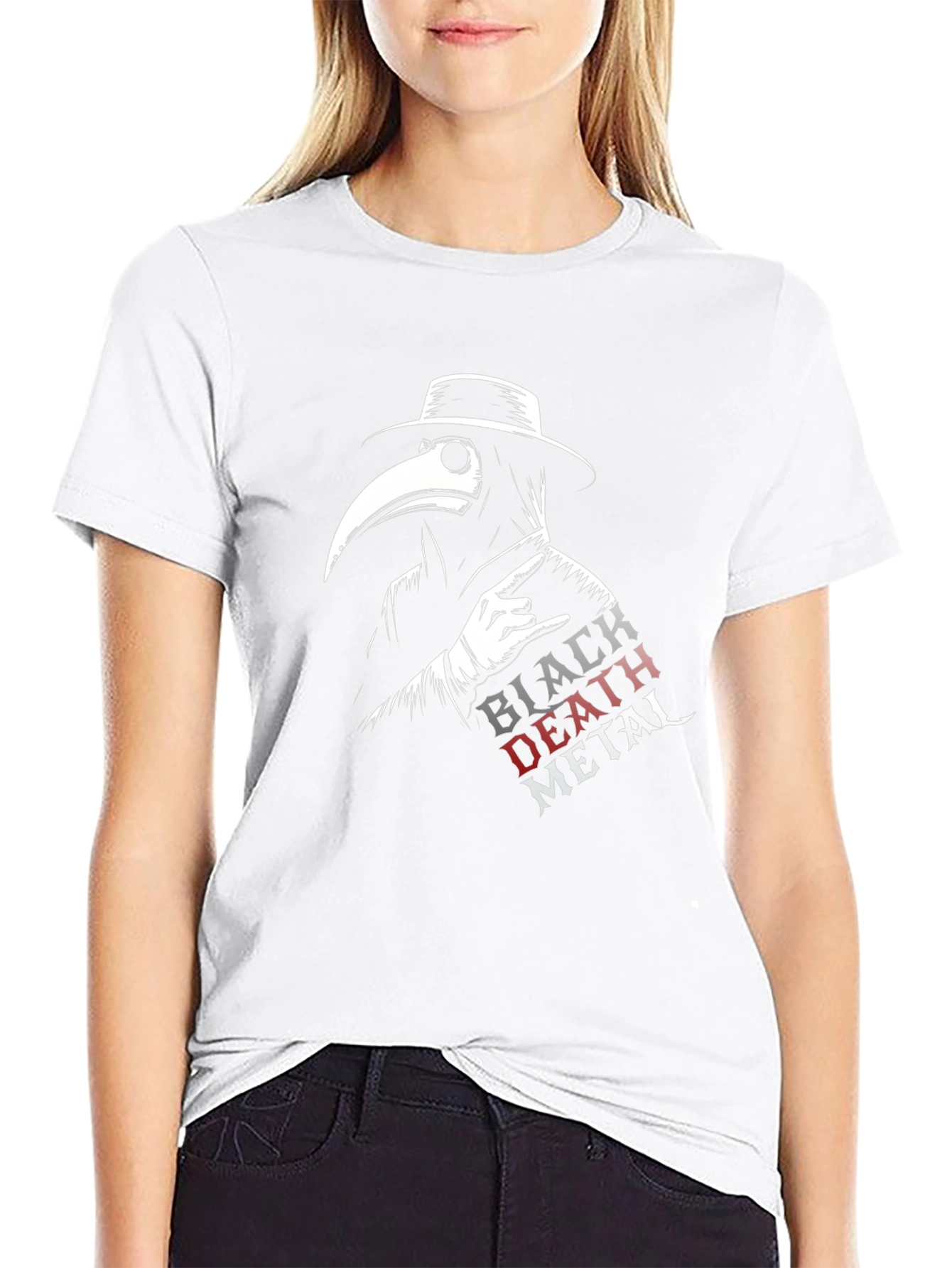 Black Death Metal Plague Doctor T-Shirt