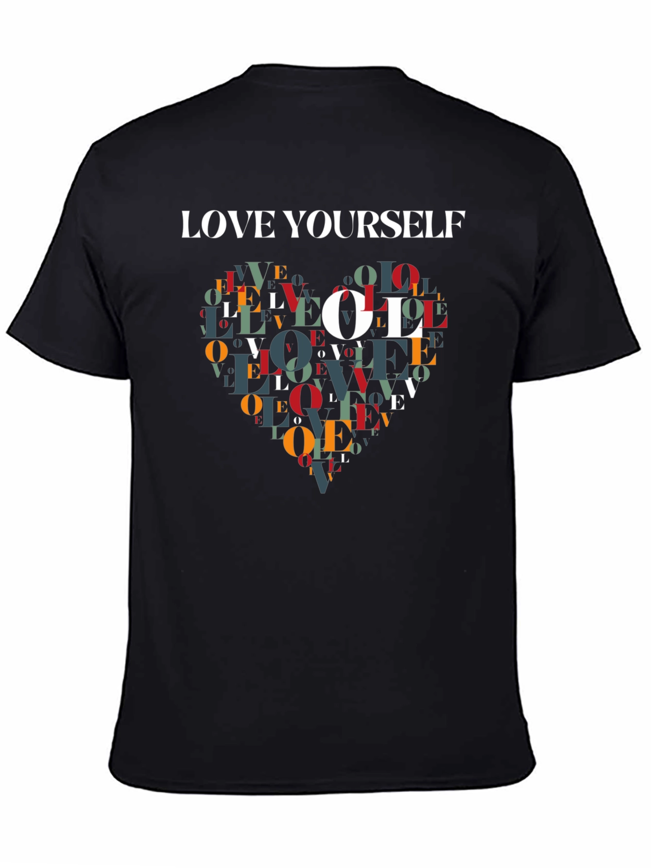 Love Yourself Heart Graphic Tee - Stylish Black T-Shirt