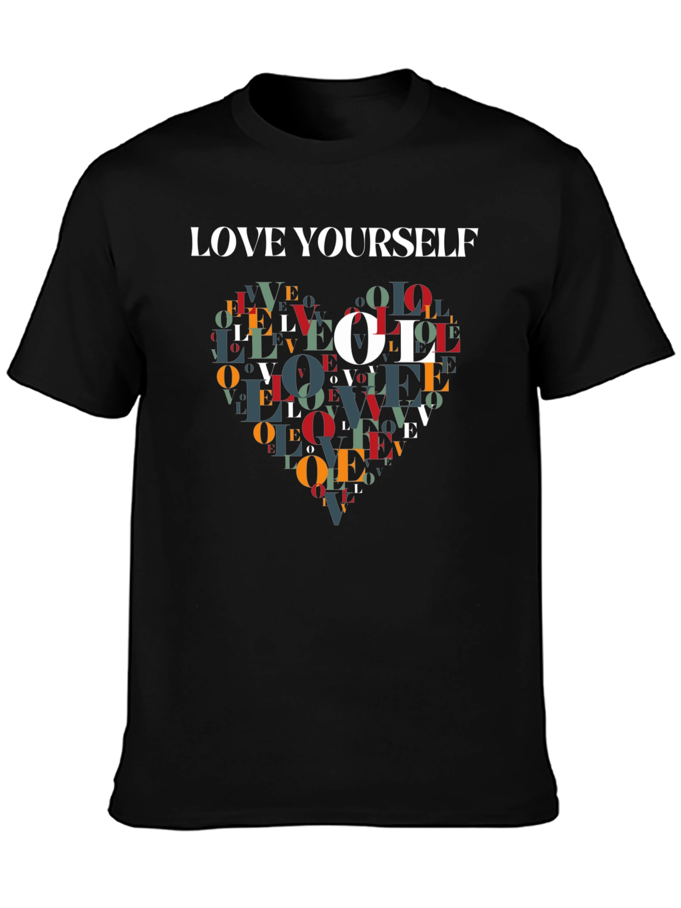 Love Yourself Heart Graphic Tee - Stylish Black T-Shirt