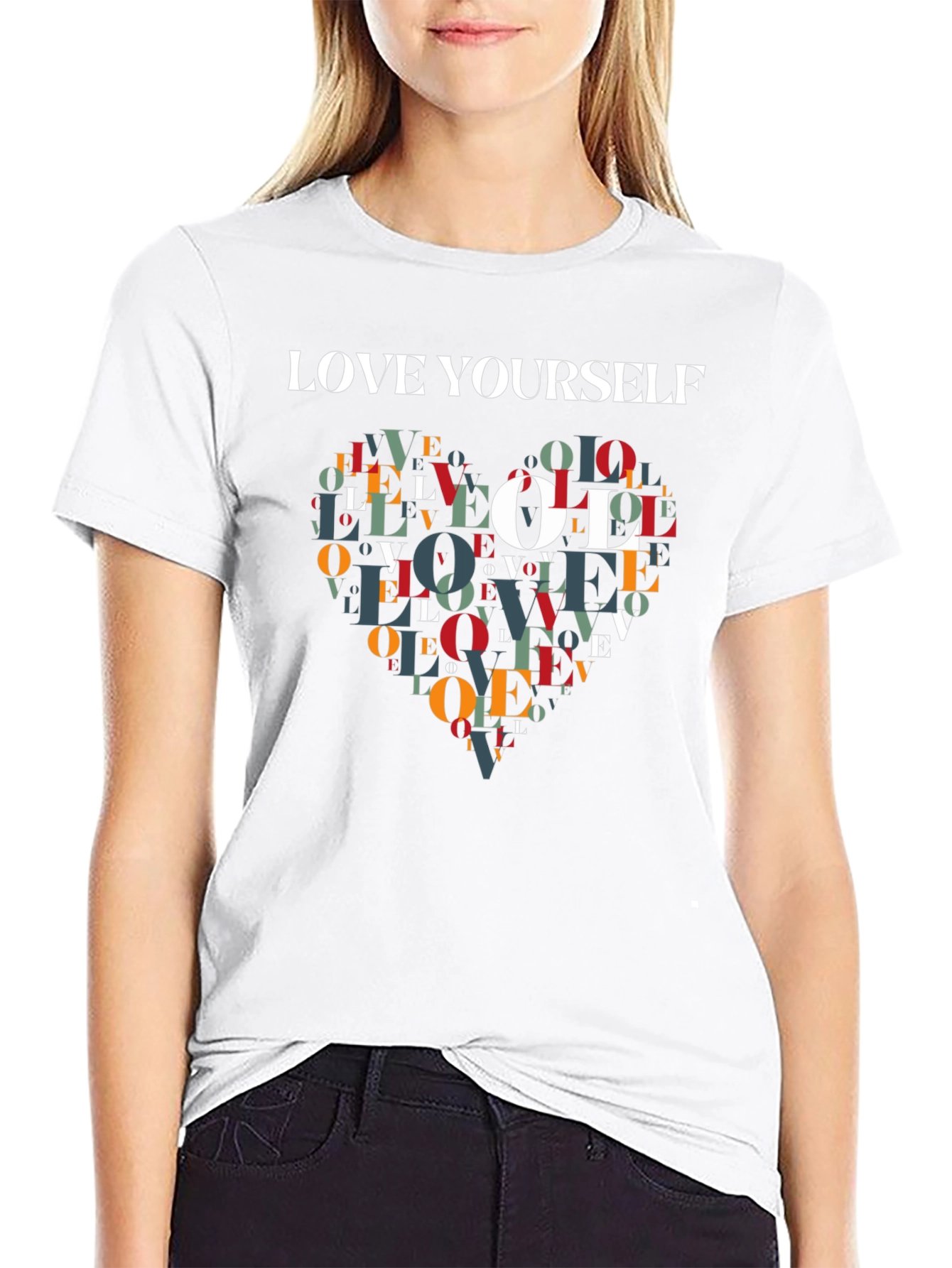 Love Yourself Heart Graphic Tee - Stylish Black T-Shirt